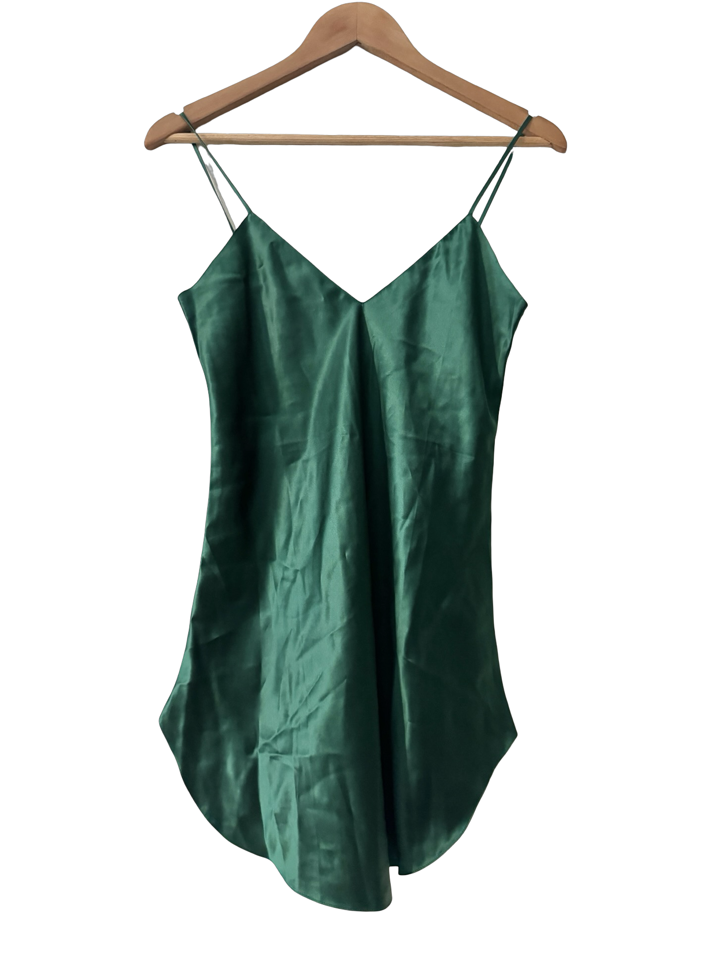 Vintage 90s Emerald Hour Silk Slip Dress (S)