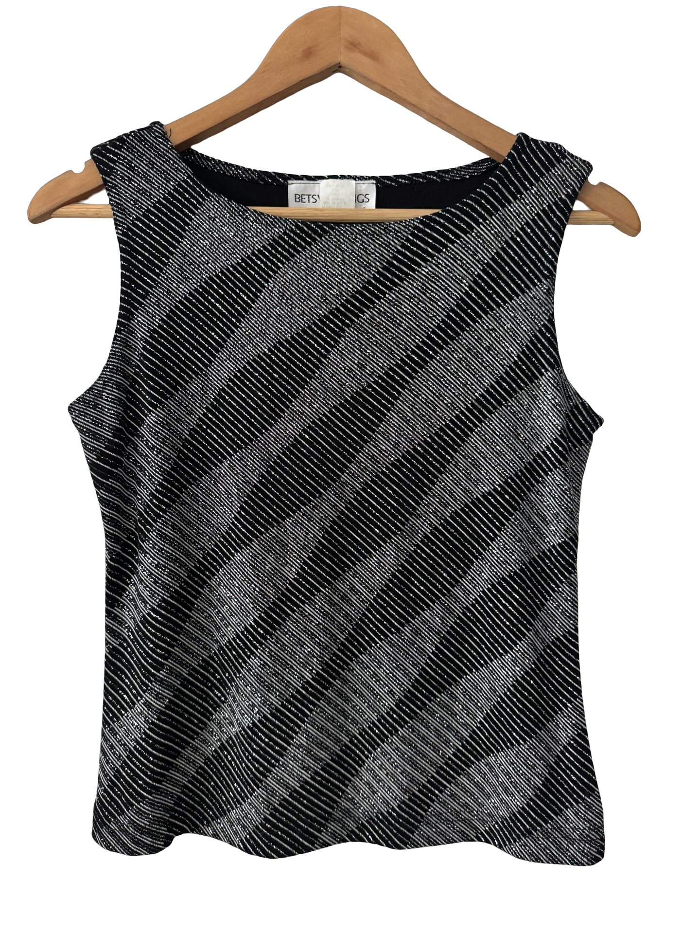Vintage Y2K Black & Silver Shimmer Sleeveless Knit Top (M/L)