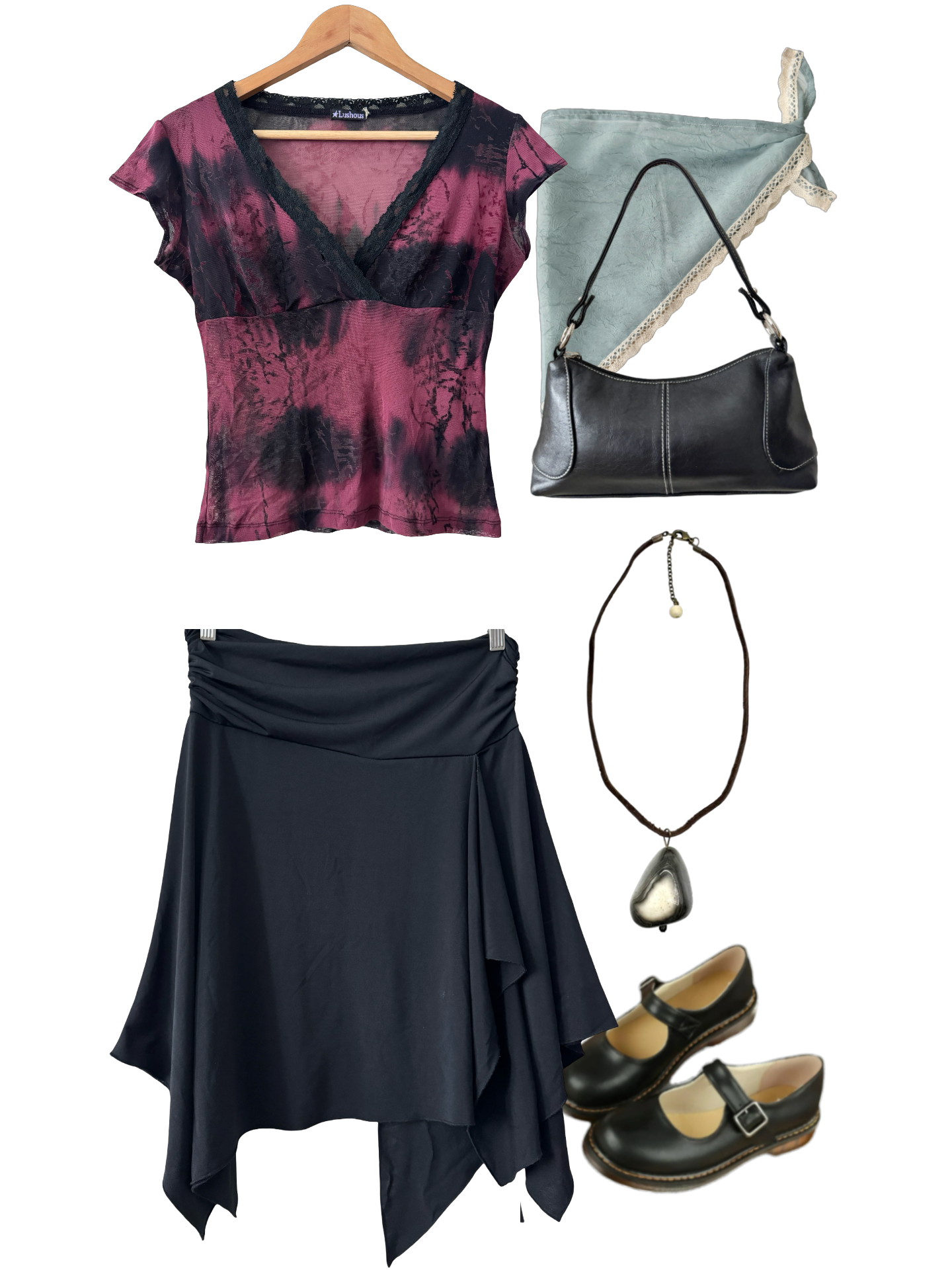 Vintage Y2K Downtown Slate Asymmetrical Skirt (S)