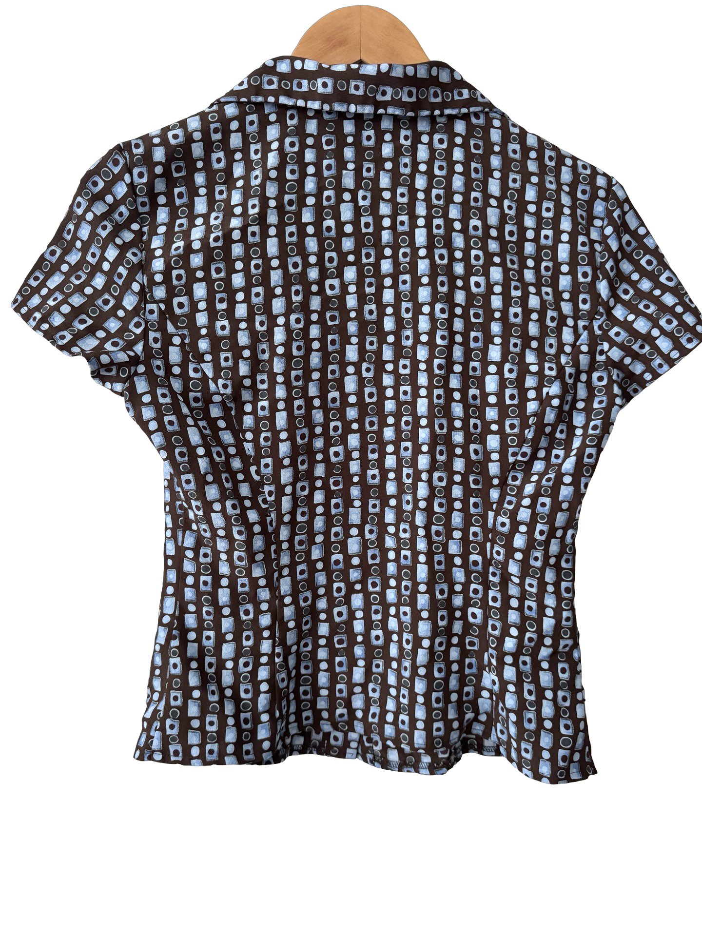 Y2K Groovy Geometric Button-Up Blouse (S/M)