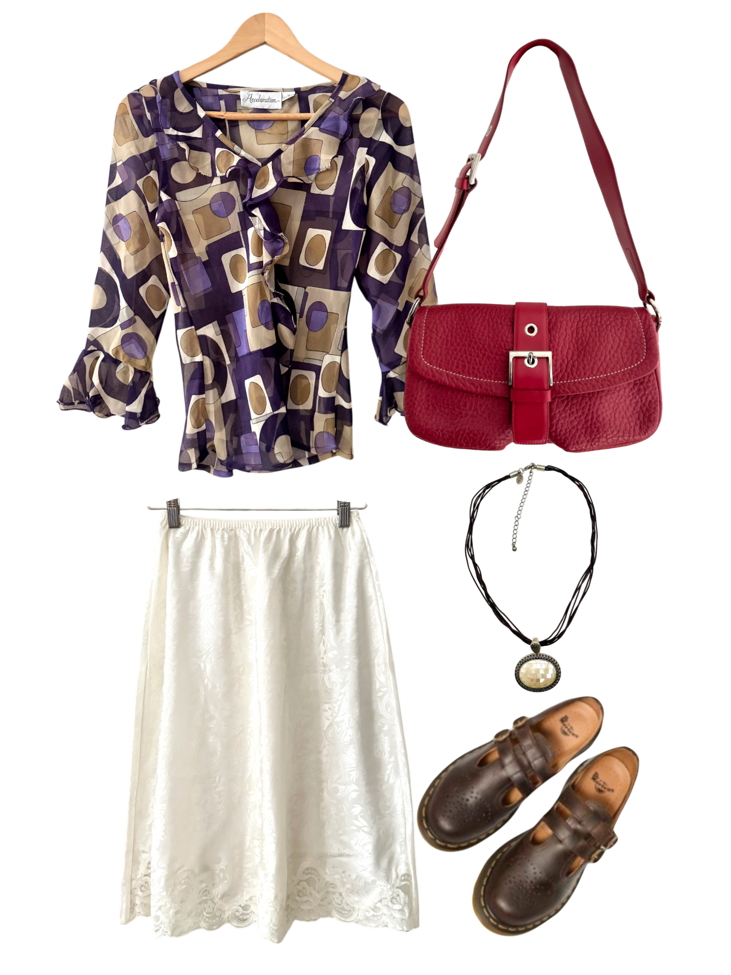 Vintage 90s Sheer Geometric Silk Blouse (S/M)