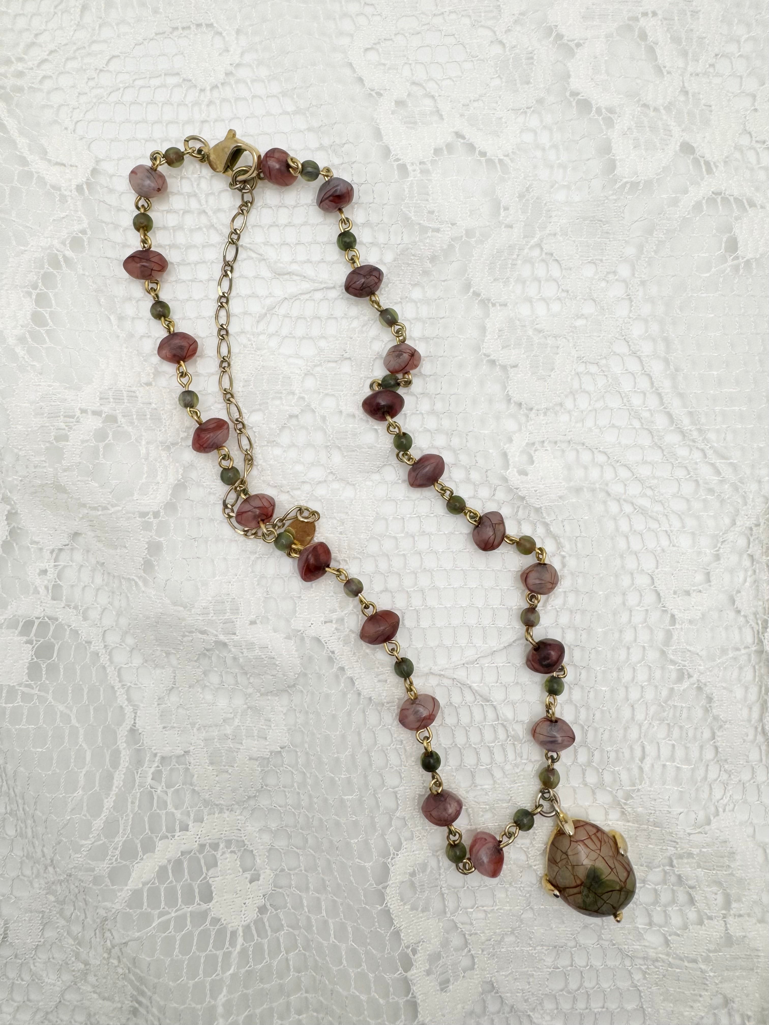 Retro Gemstone Beaded Choker