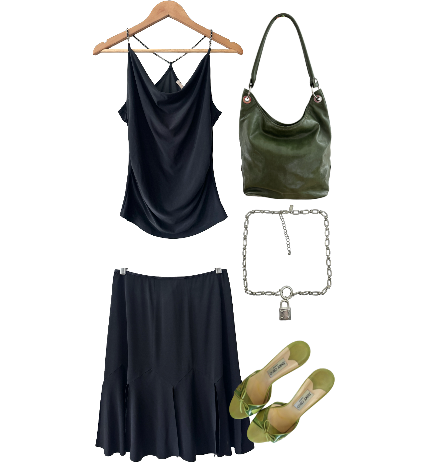 Vintage Y2K Noir Cutout Midi Skirt (S)