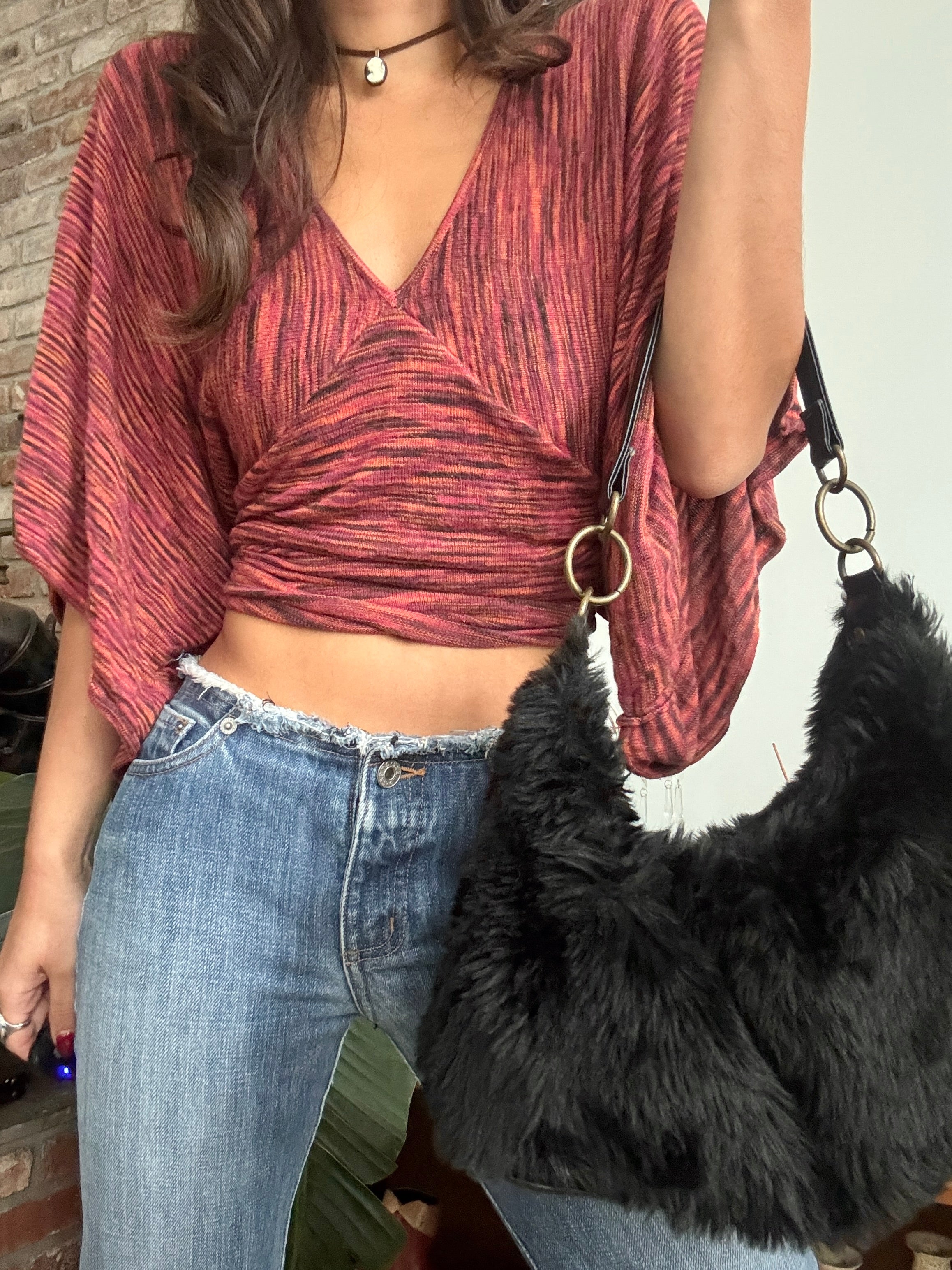 Vintage Y2K Faux Fur Slouch Shoulder Bag