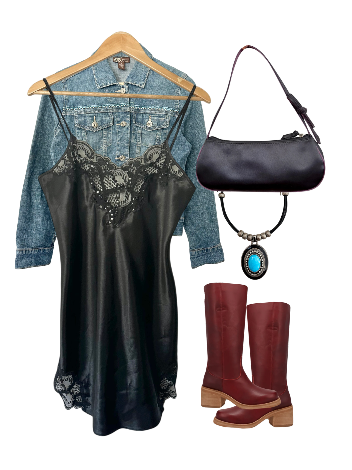 Vintage Y2K Floral Embroidered Denim Jacket (S/M)