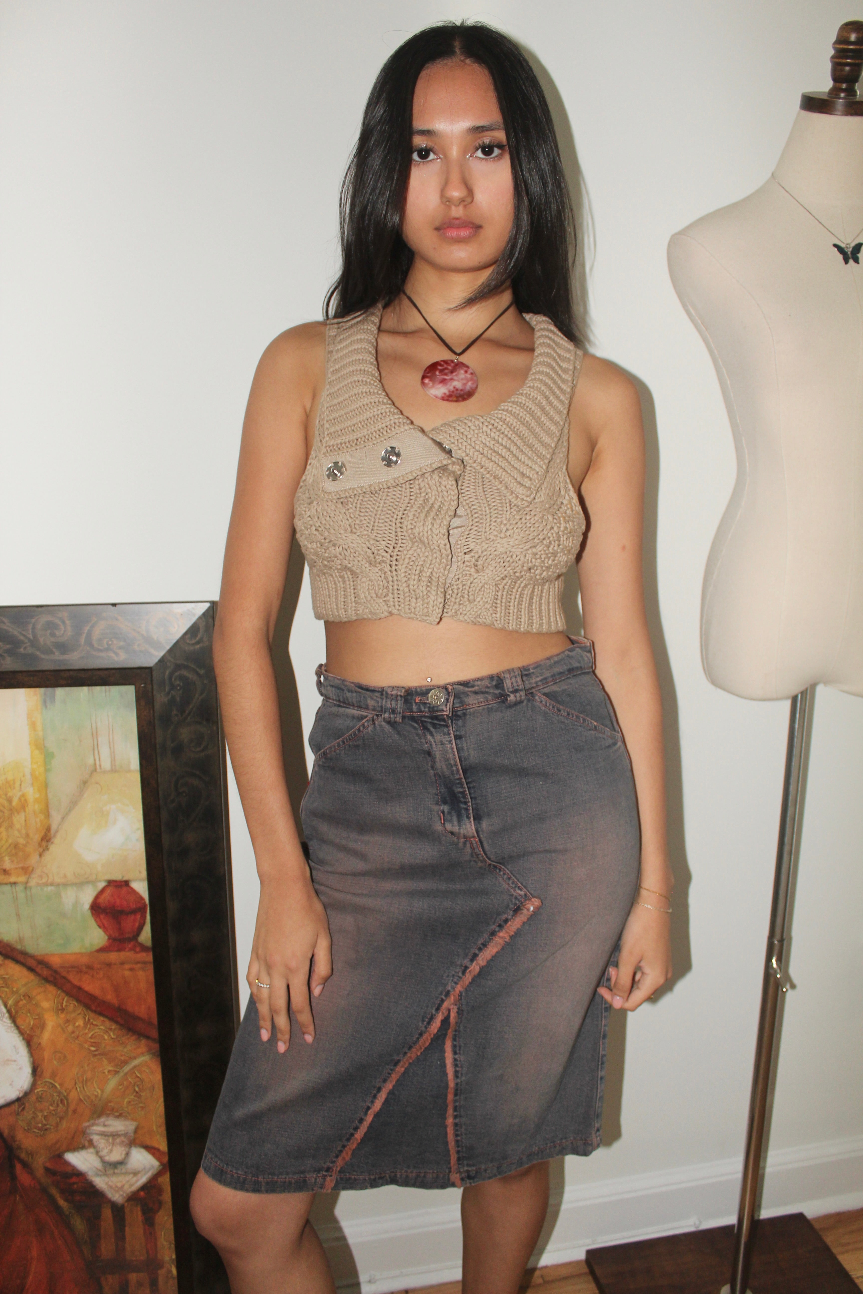 Vintage Y2K GUESS Cream Button Knit (XS)