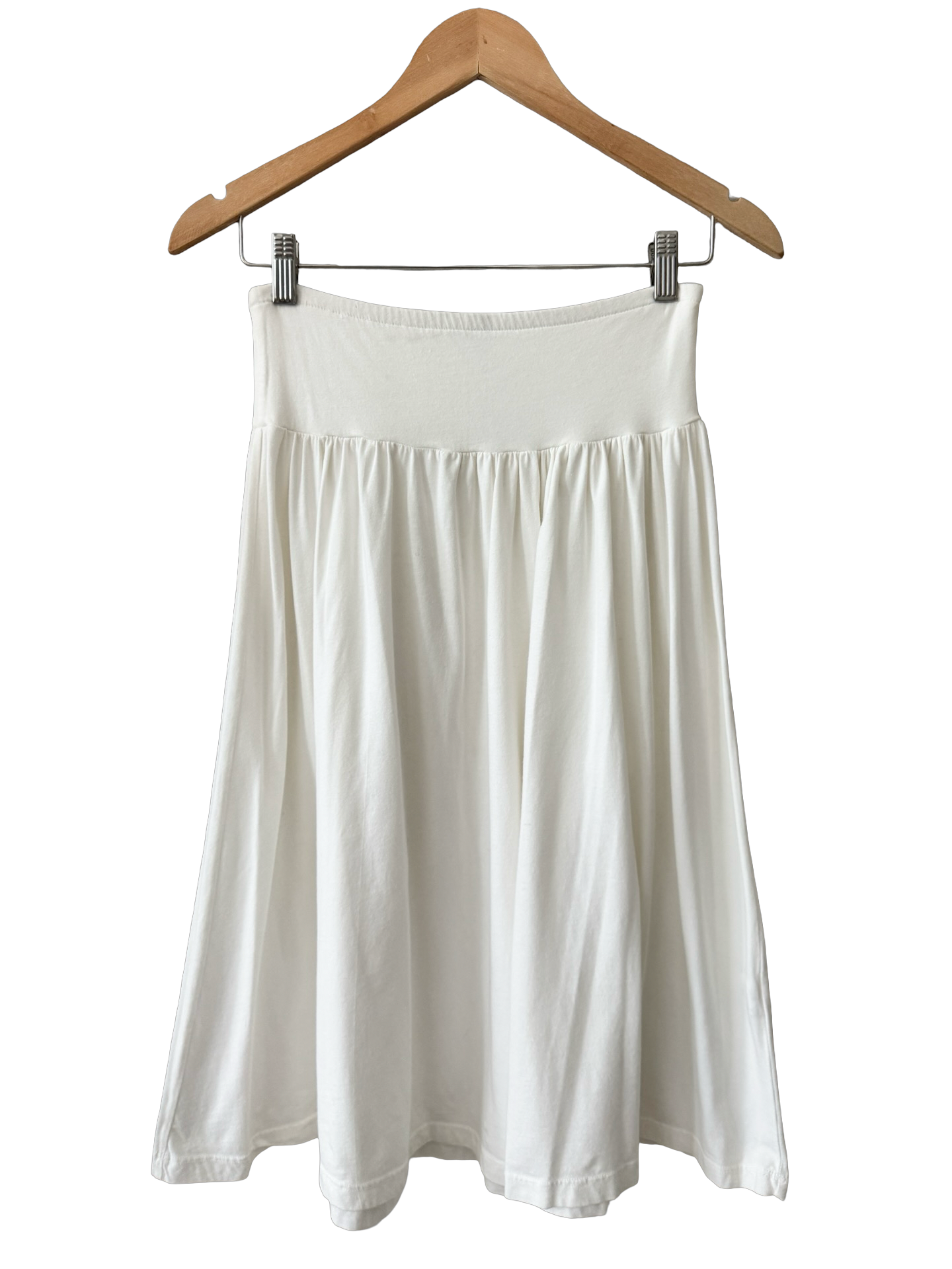 Vintage Y2K Soft White Jersey Midi Skirt (XS)