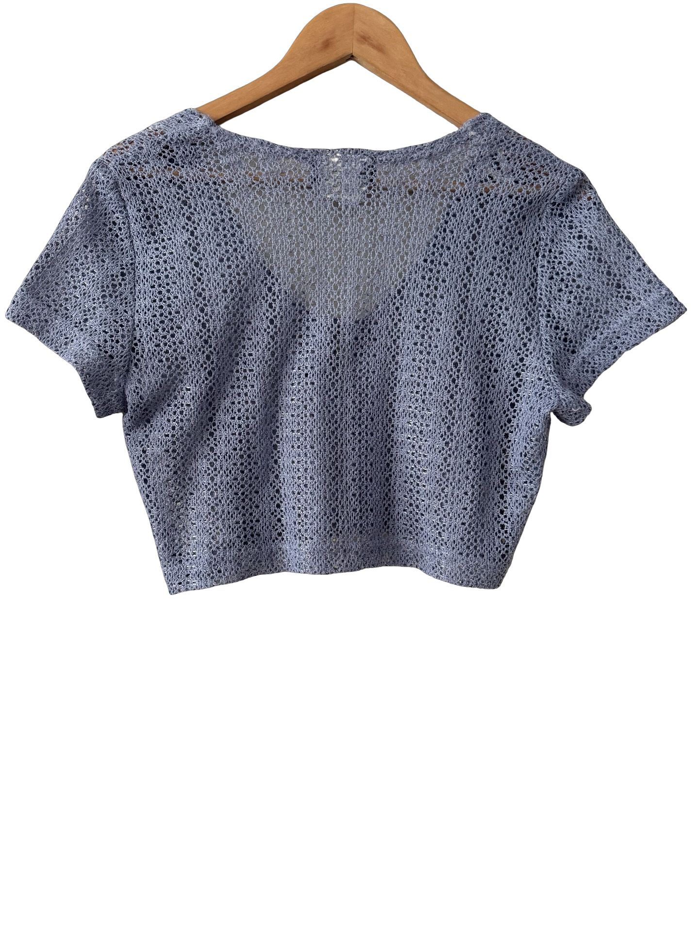 Vintage 90s Dusty Blue Open Knit Tie Top (M)