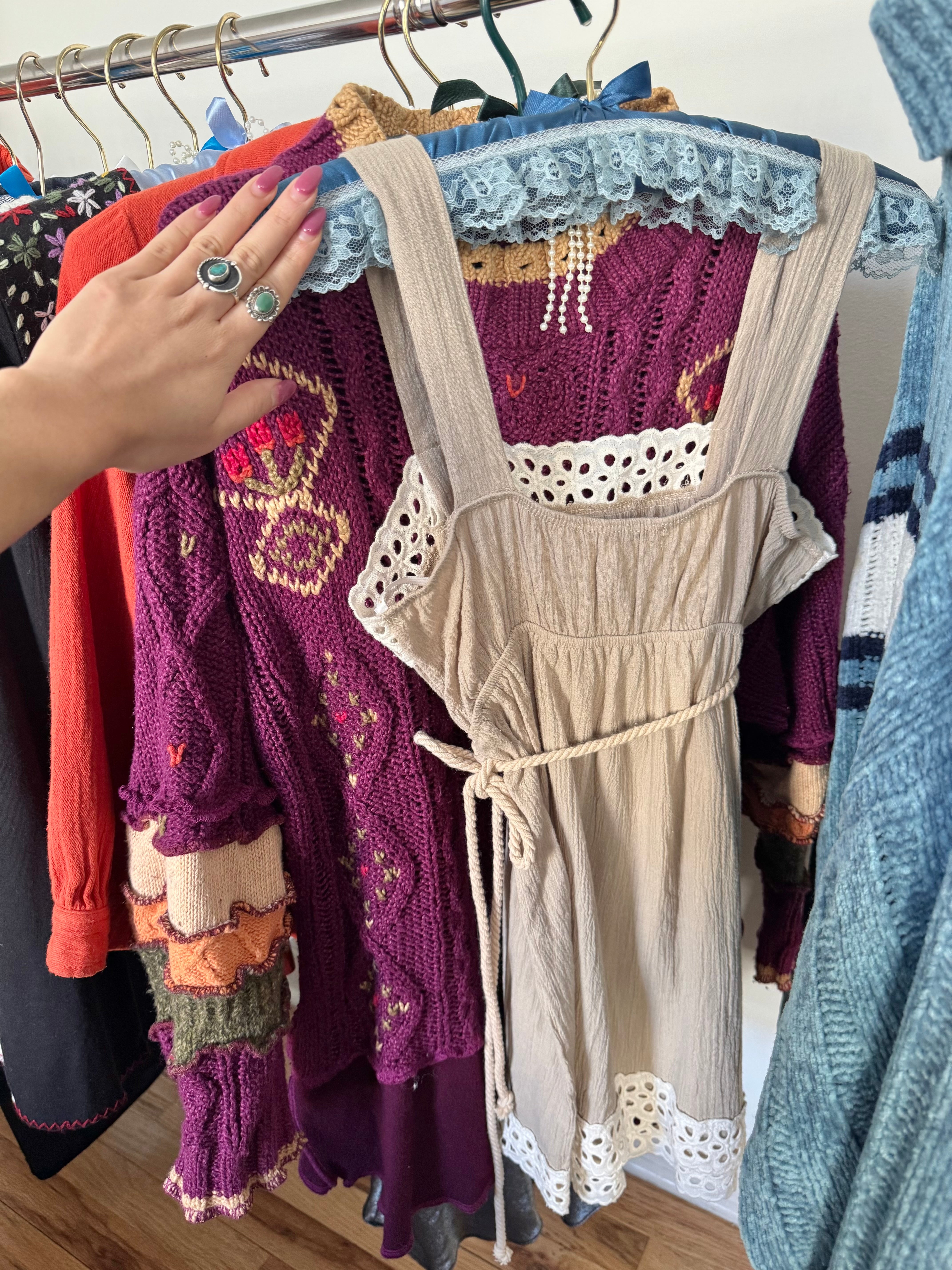 Vintage Y2K Cottagecore Eyelet Cami w Tie (S)