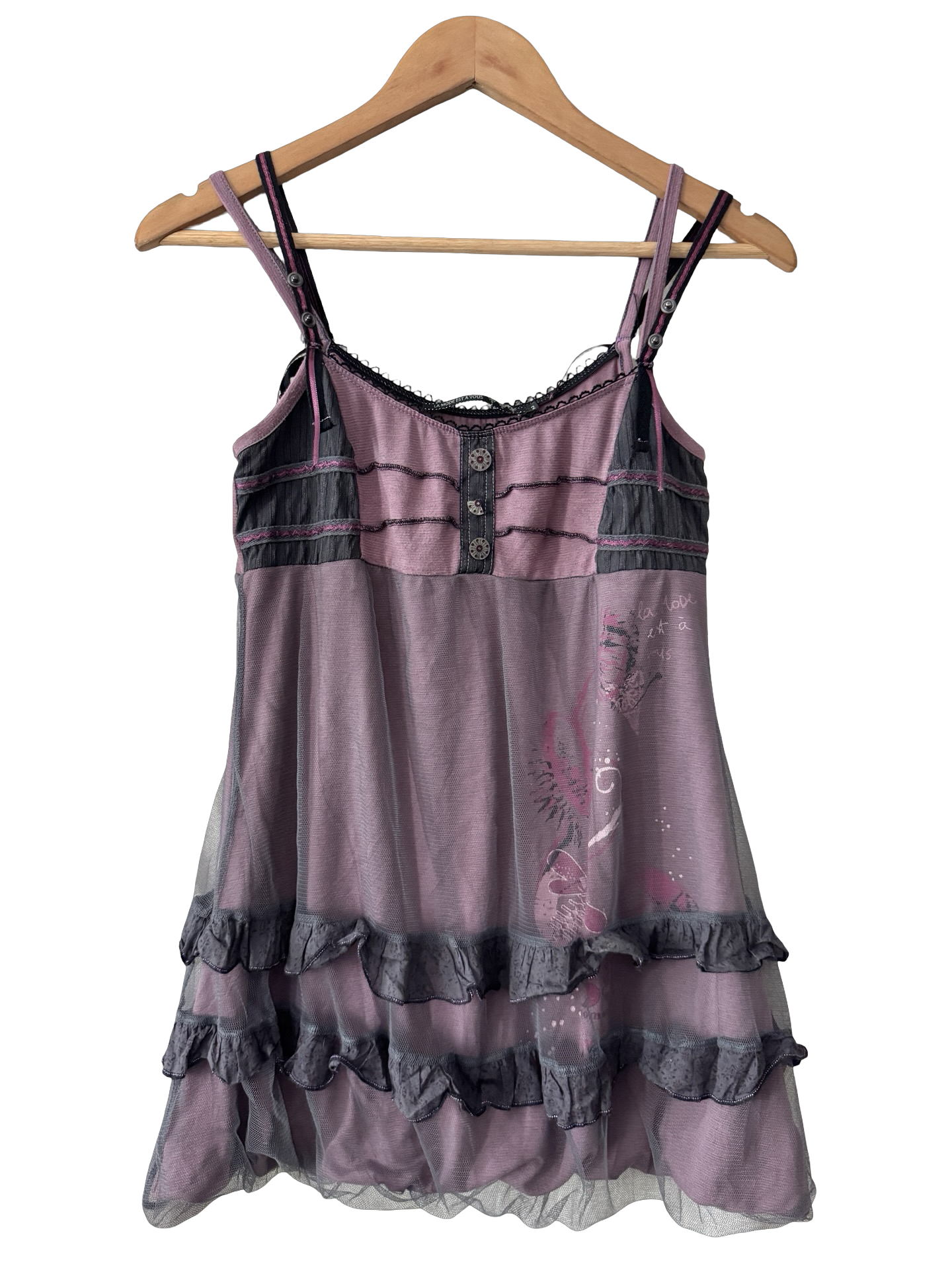 Vintage Y2K French Mauve Fever Babydoll Top (M)