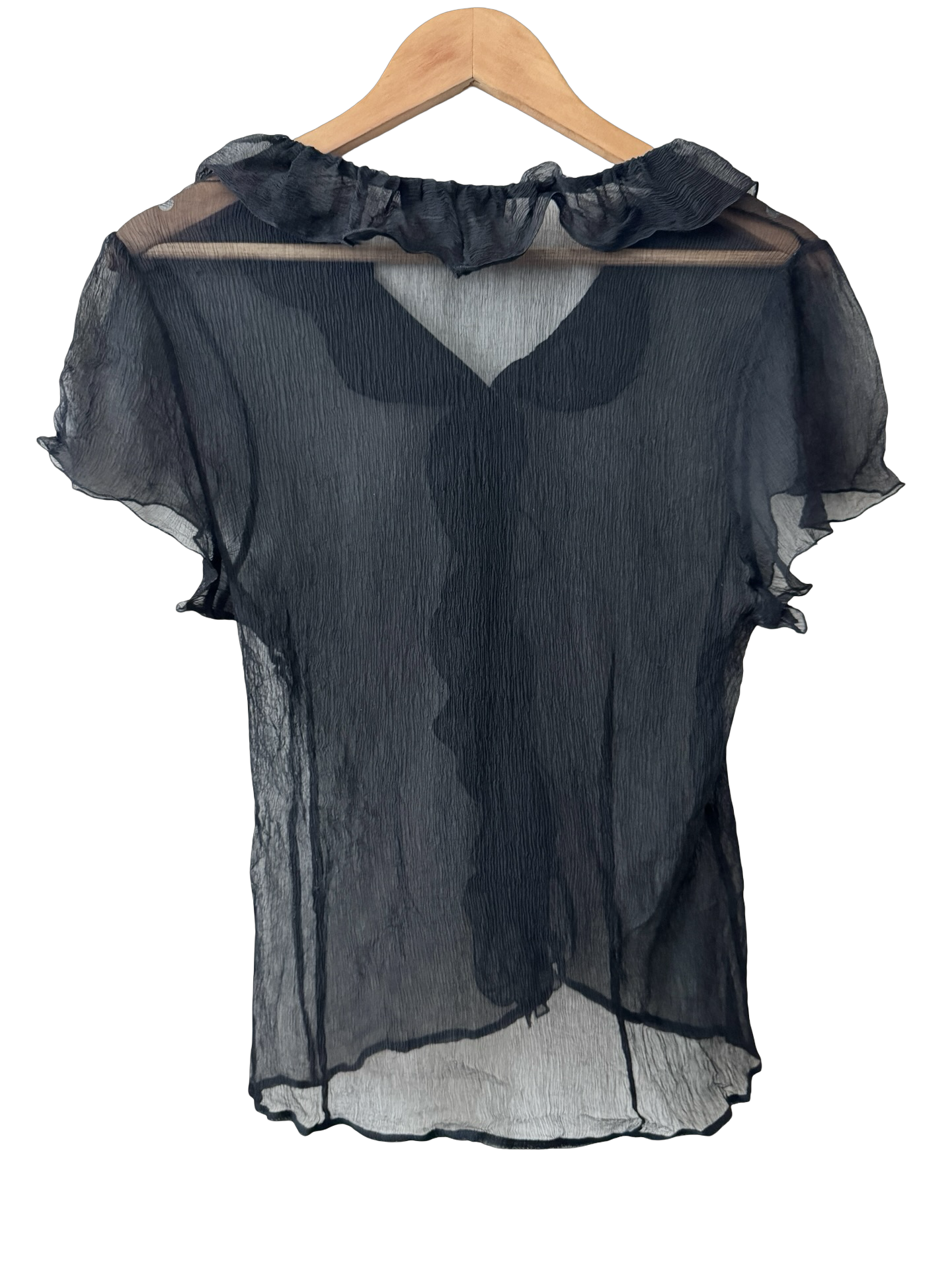 Vintage Y2K Midnight Ruffle Tie Top (M/L)