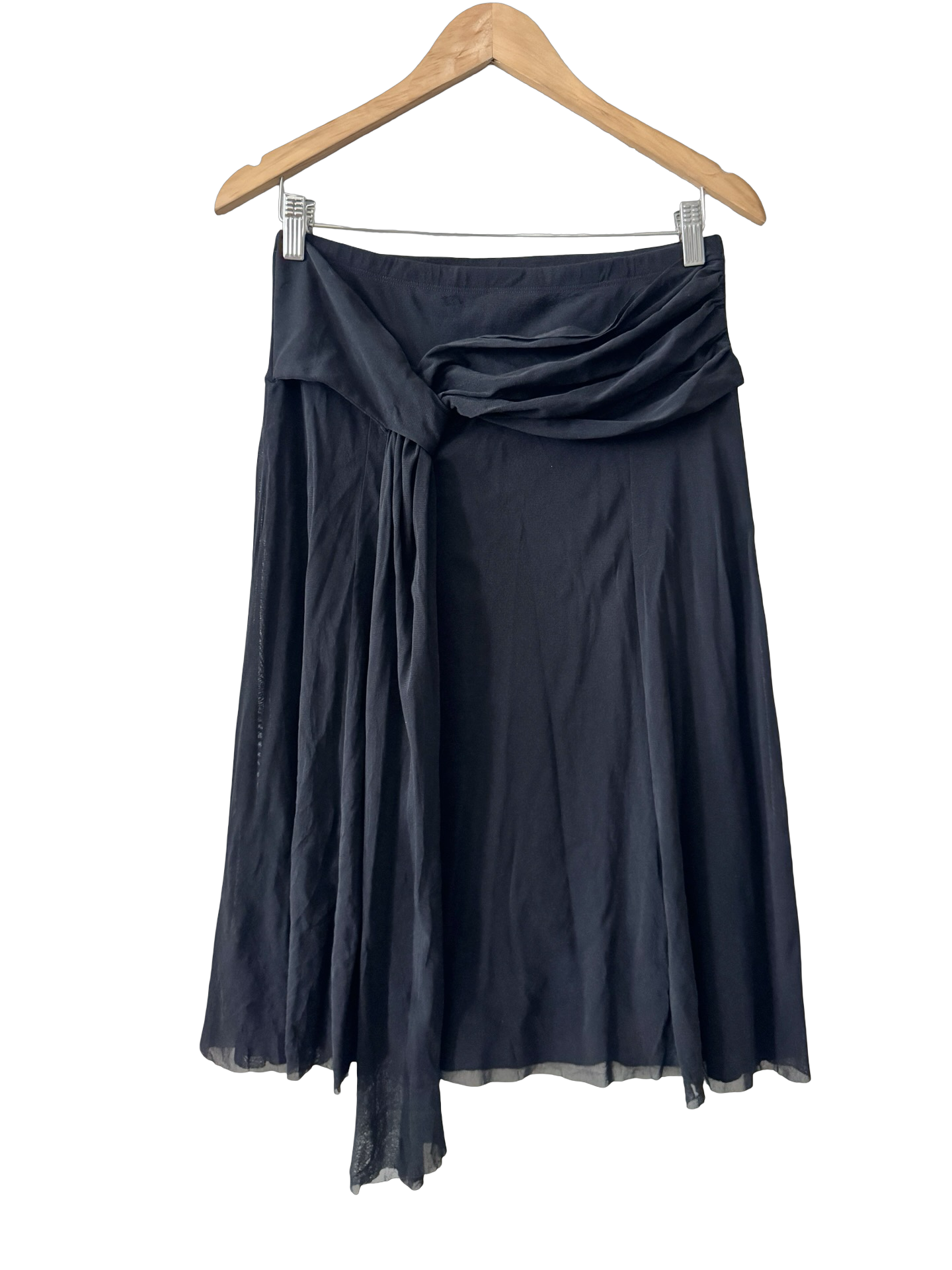 Vintage Y2K Noir Goddess Draped Midi Skirt (S/M)