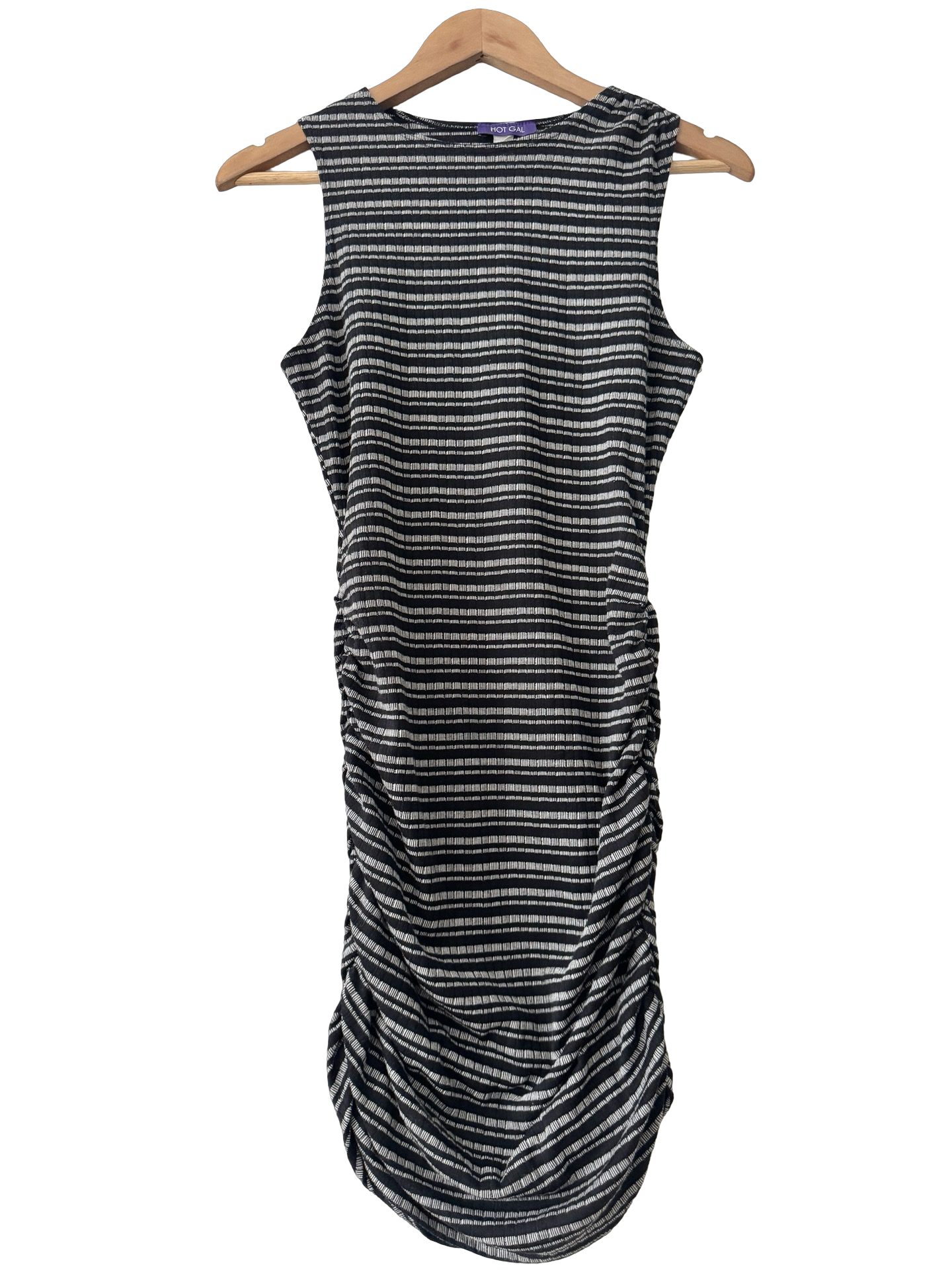 Vintage Hot Gal Y2K Ruched Stripe Midi Dress (M)