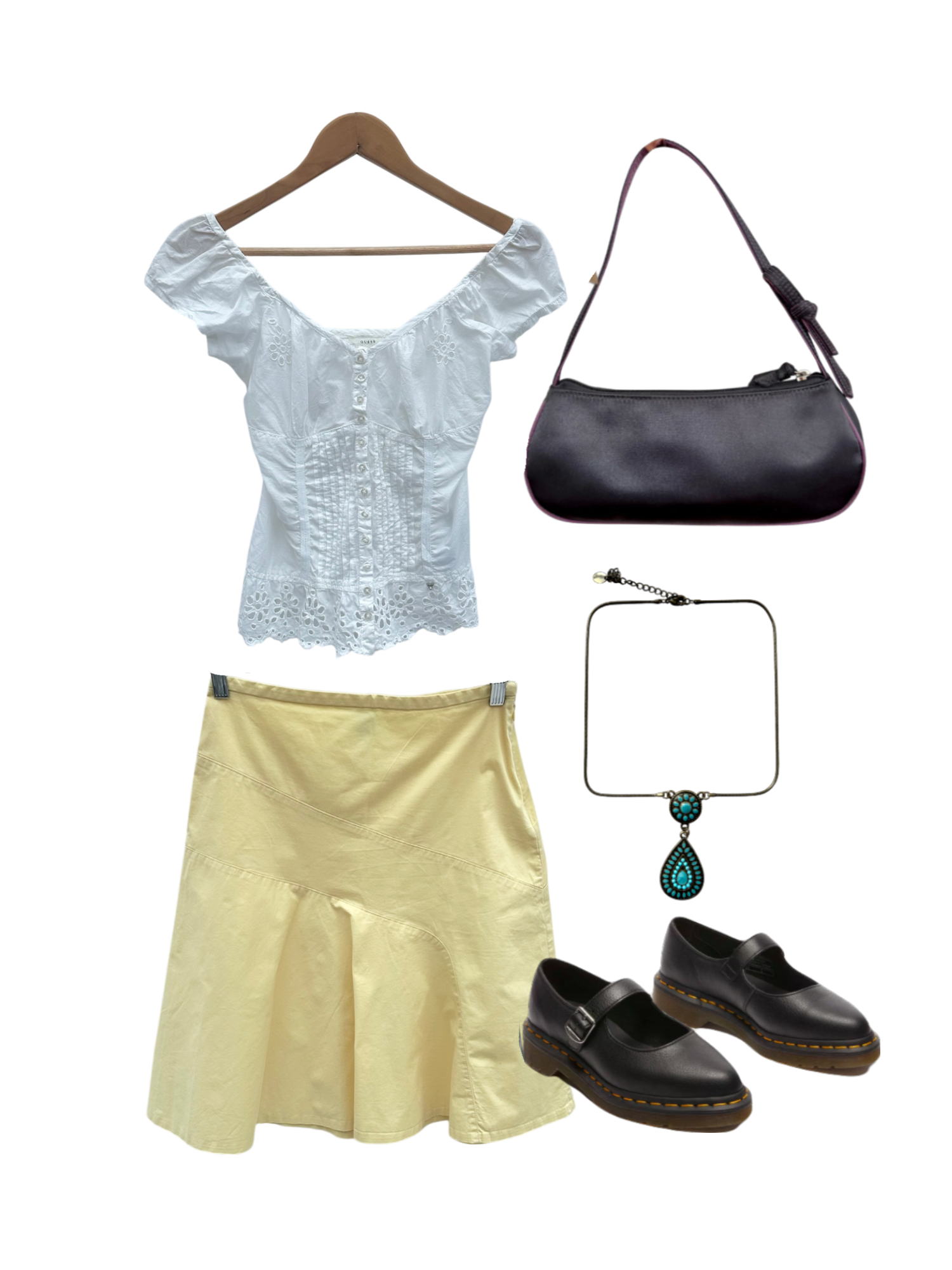 Vintage 90s GAP Banana Yellow Midi Skirt (S)