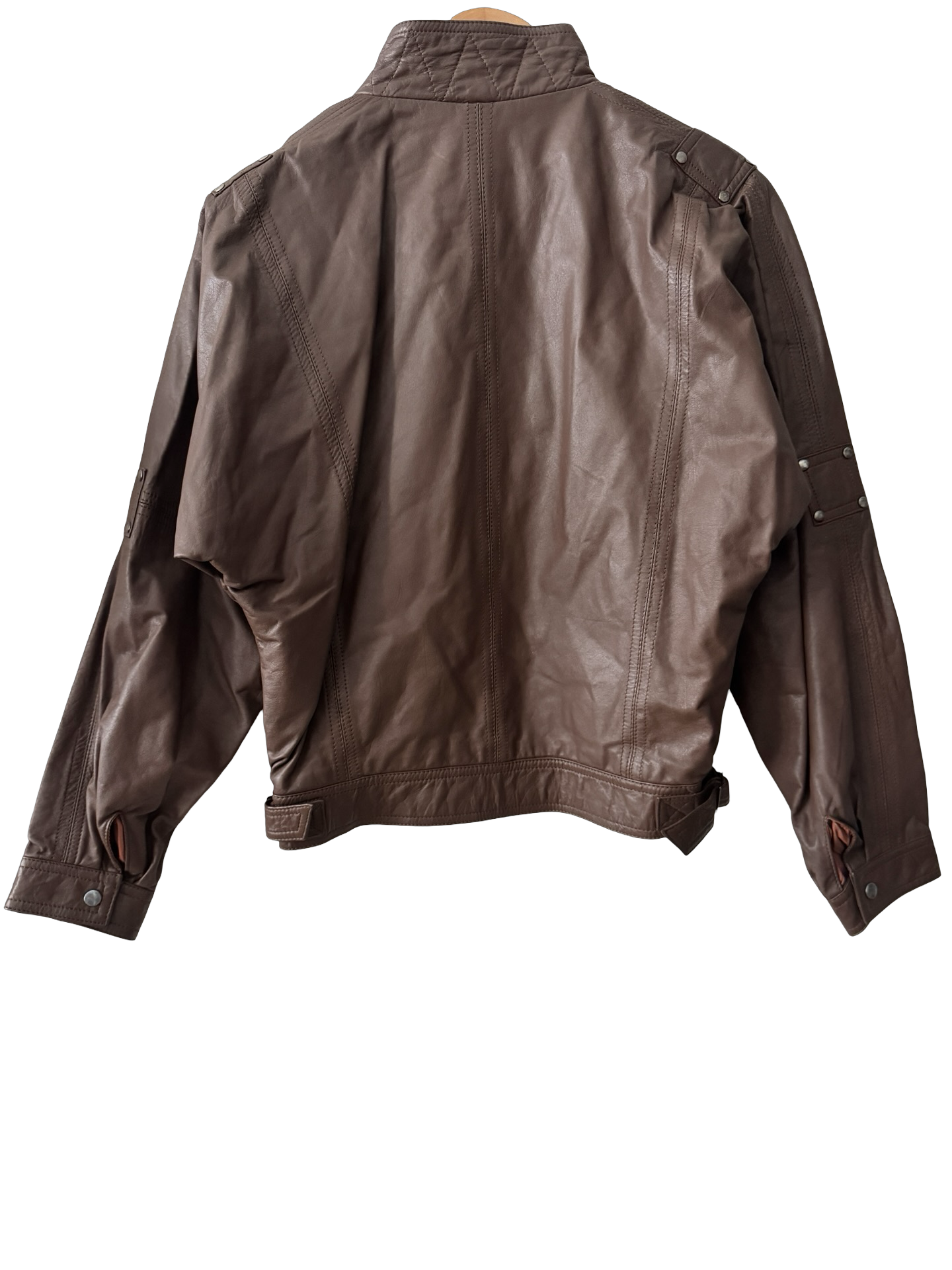 Vintage 90s Espresso Leather Bomber Jacket (M)