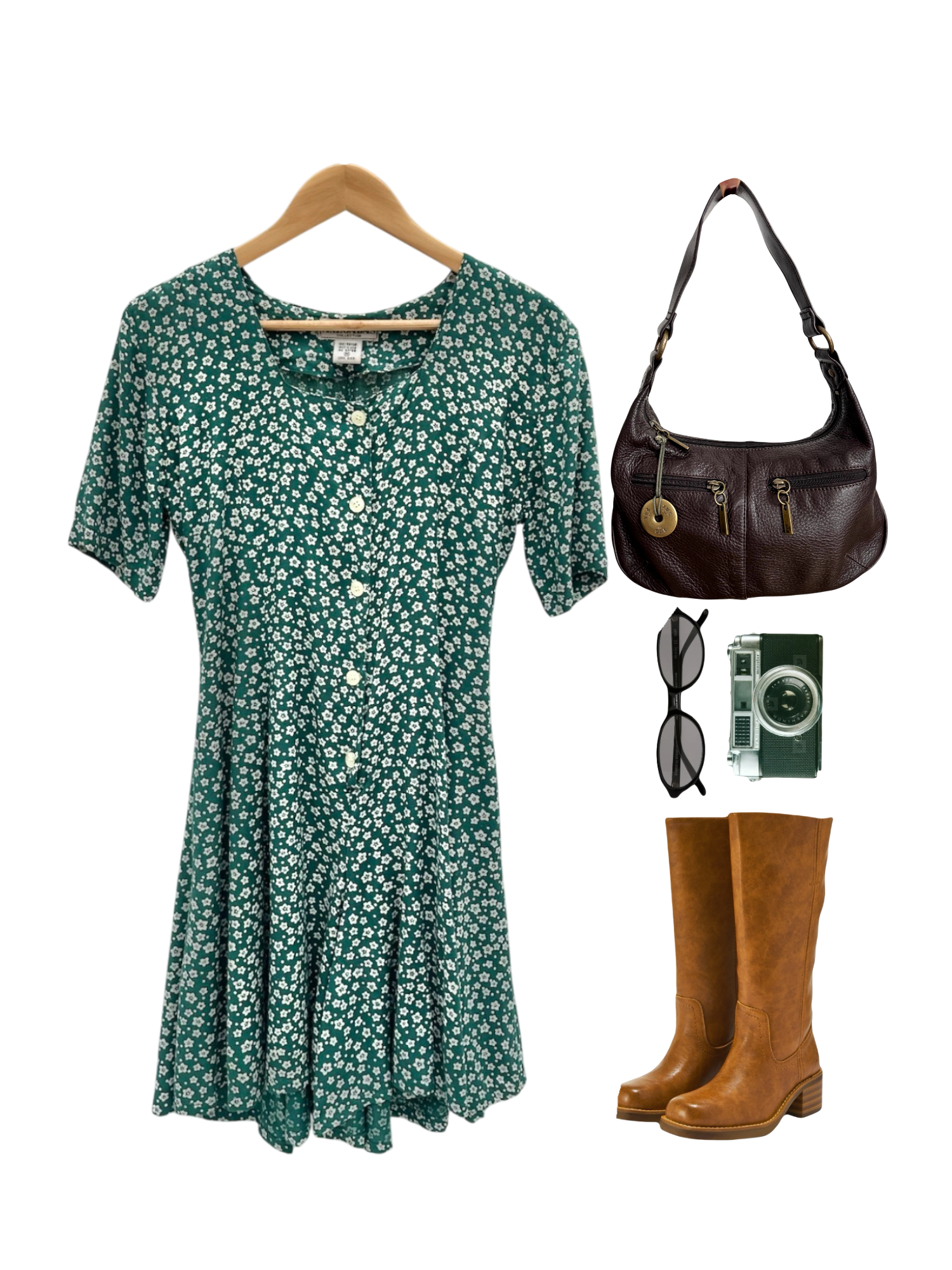 Vintage 90s Green Ditsy Button-Up Mini Romper