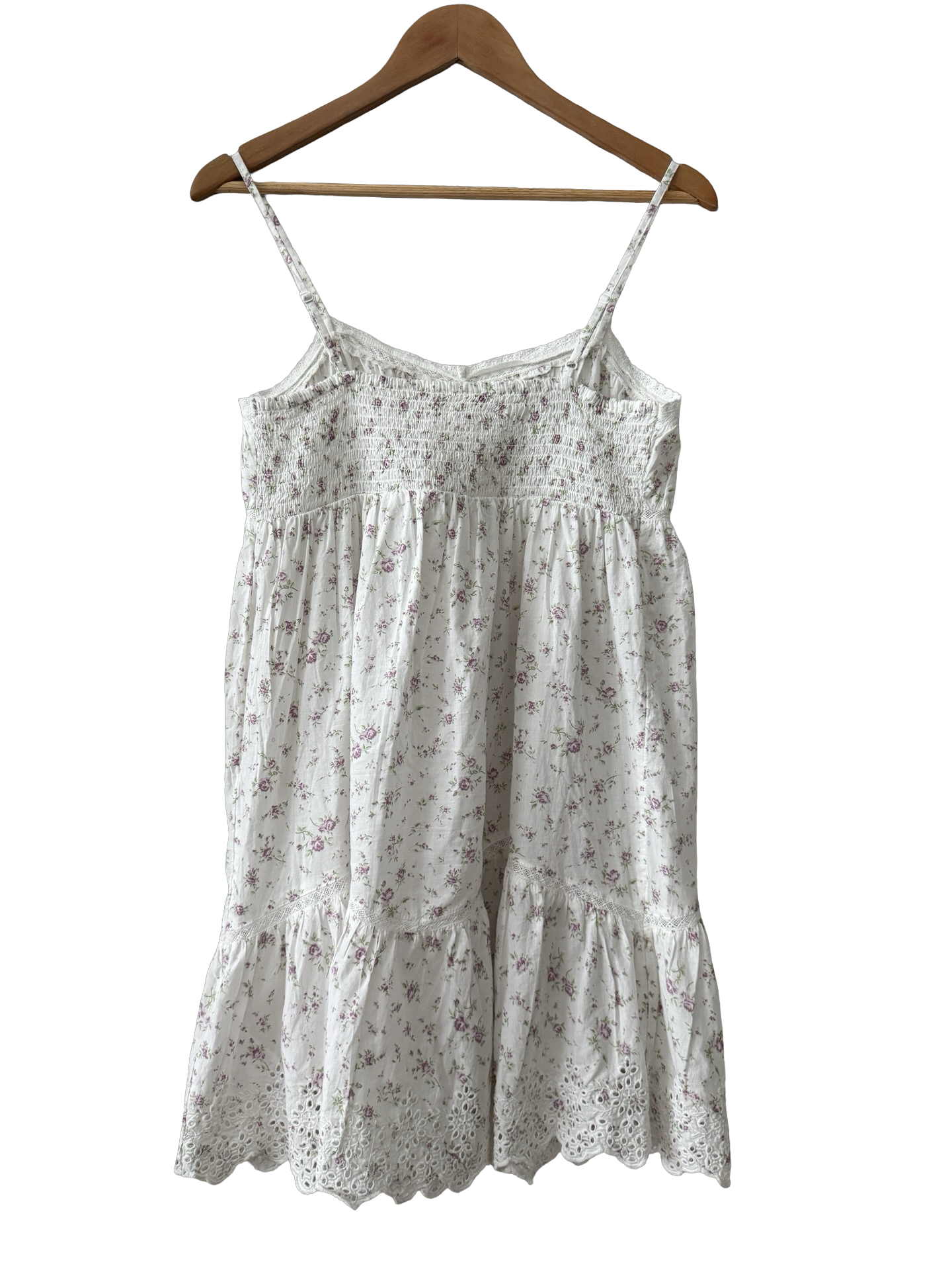 Prairie Floral Eyelet Babydoll Mini Dress (S)