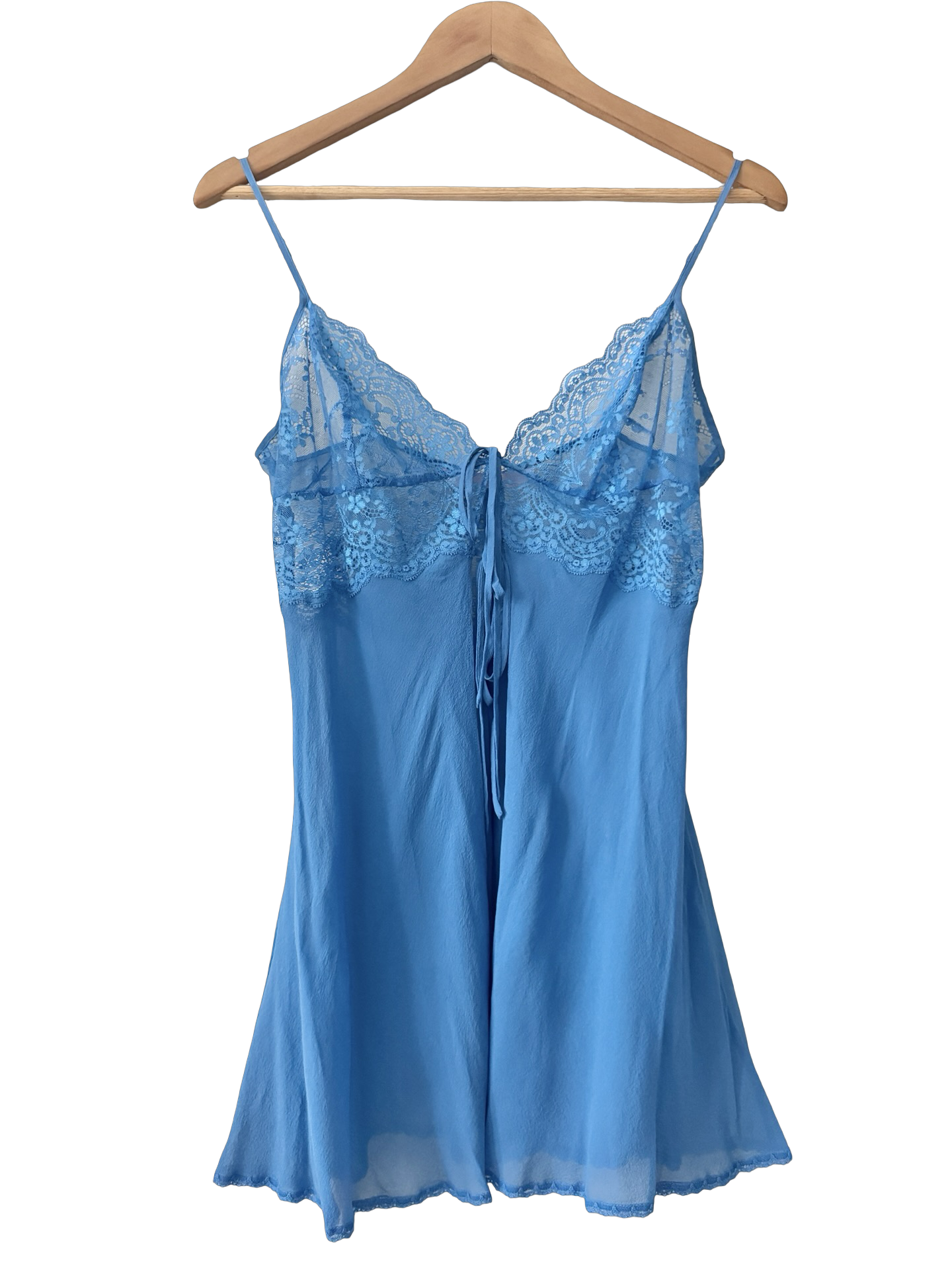 Vintage Y2K Dainty Periwinkle Lace Silk Cami (M)