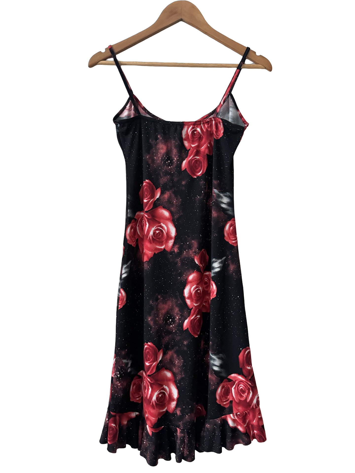 Vintage 90s French Midnight Rose Garden midi dress (S)