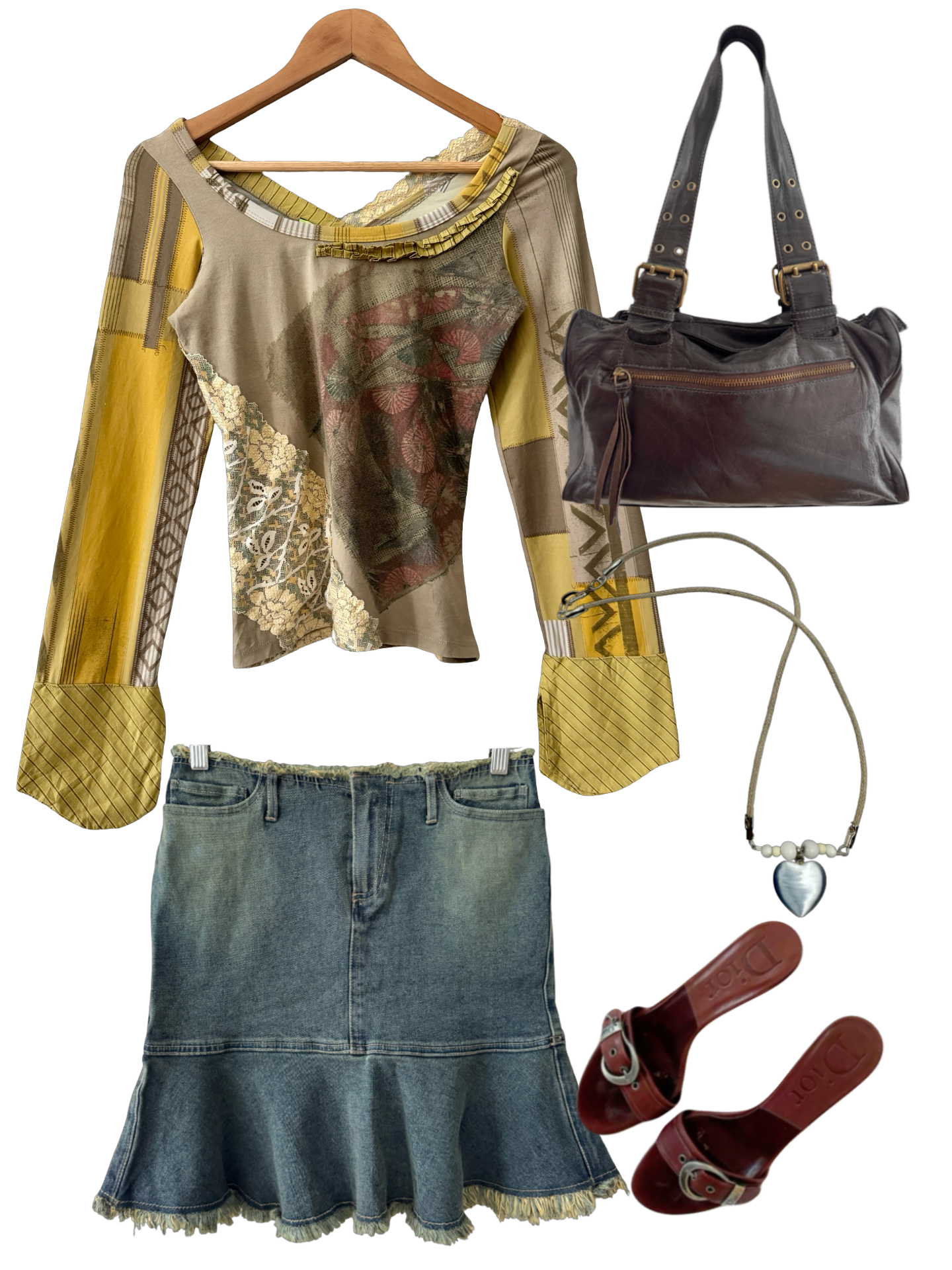 Vintage Y2K Italian Save The Queen Artisan Patchwork Lace Top (S)