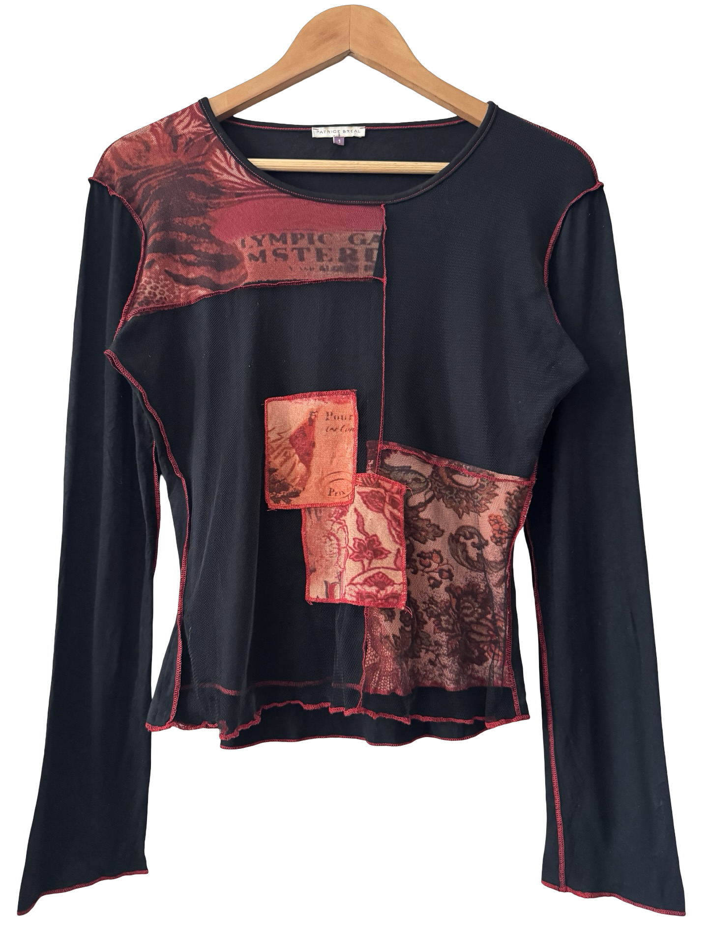 Vintage Y2K Patrice Brion Parisian Patchwork Mesh Top (L)