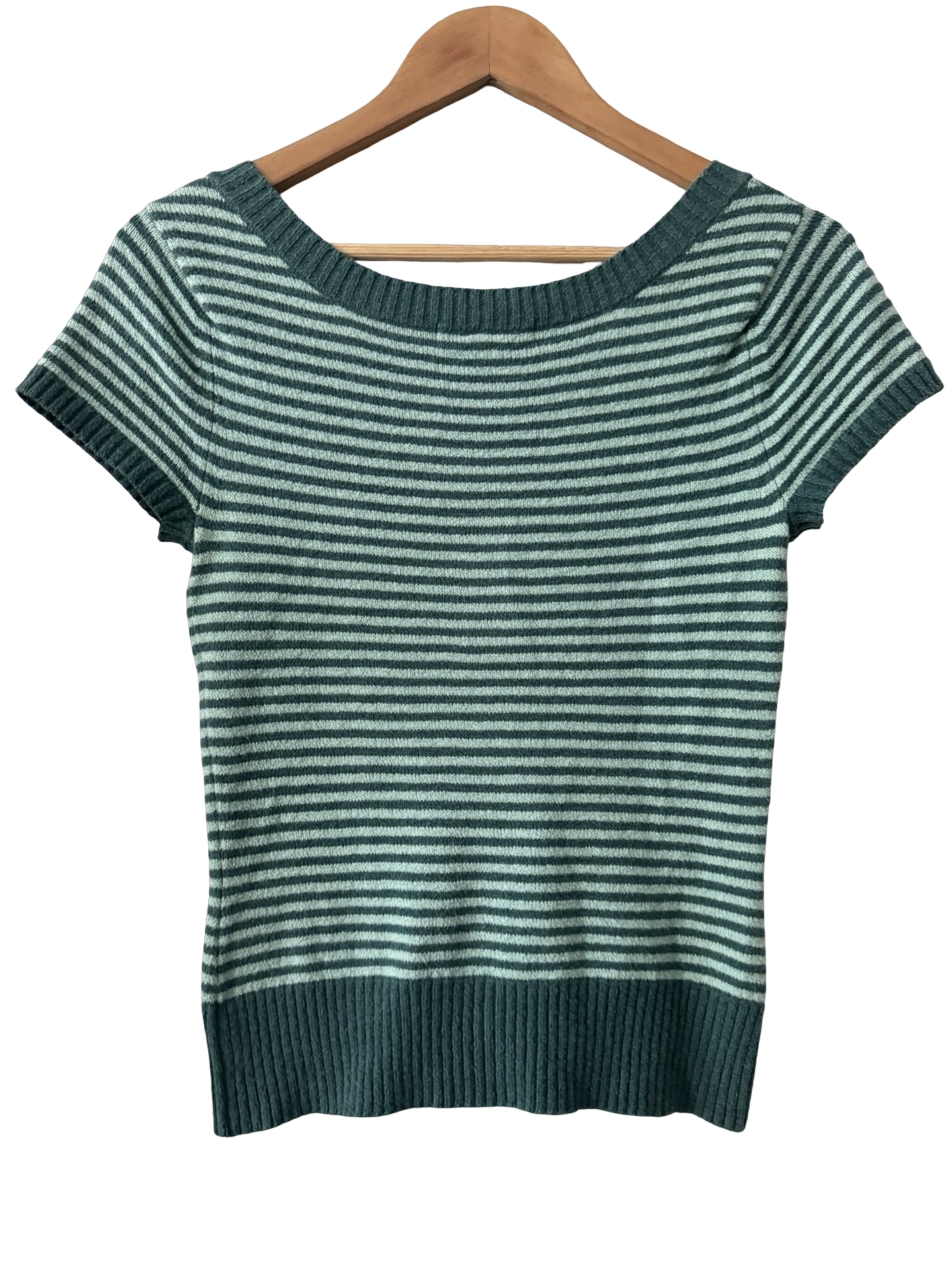 Vintage Y2K Forest Green Striped Knit Top (S/M)