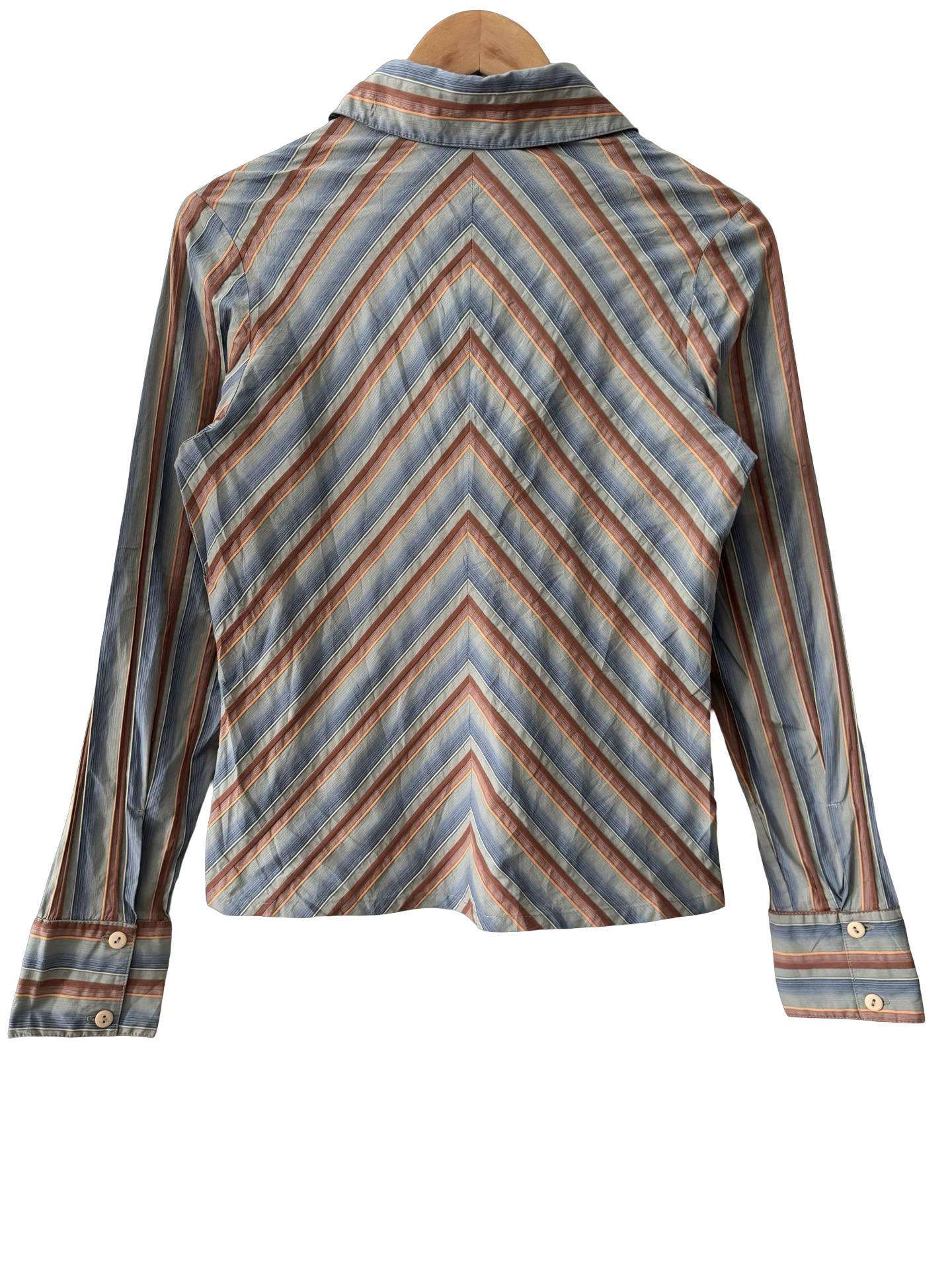 Vintage Y2K Chevron Stripe Collared Blouse (M)