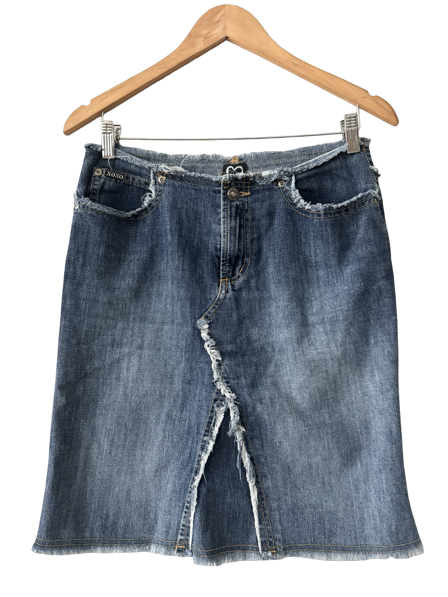 Vintage Y2K XOXO Heartbreaker Denim Skirt (S)
