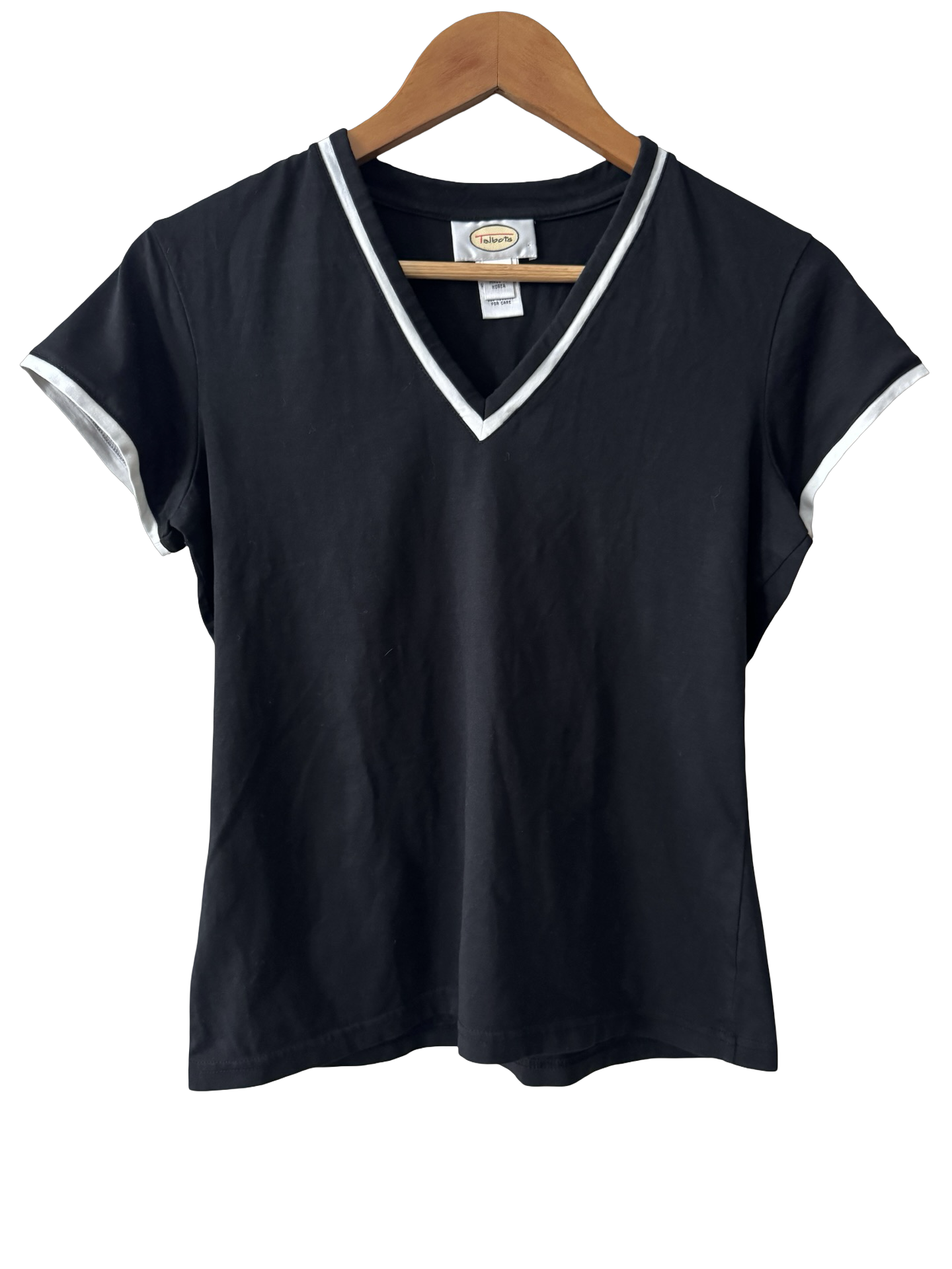 Vintage Y2K Midnight Varsity V Neck Baby Tee (M)
