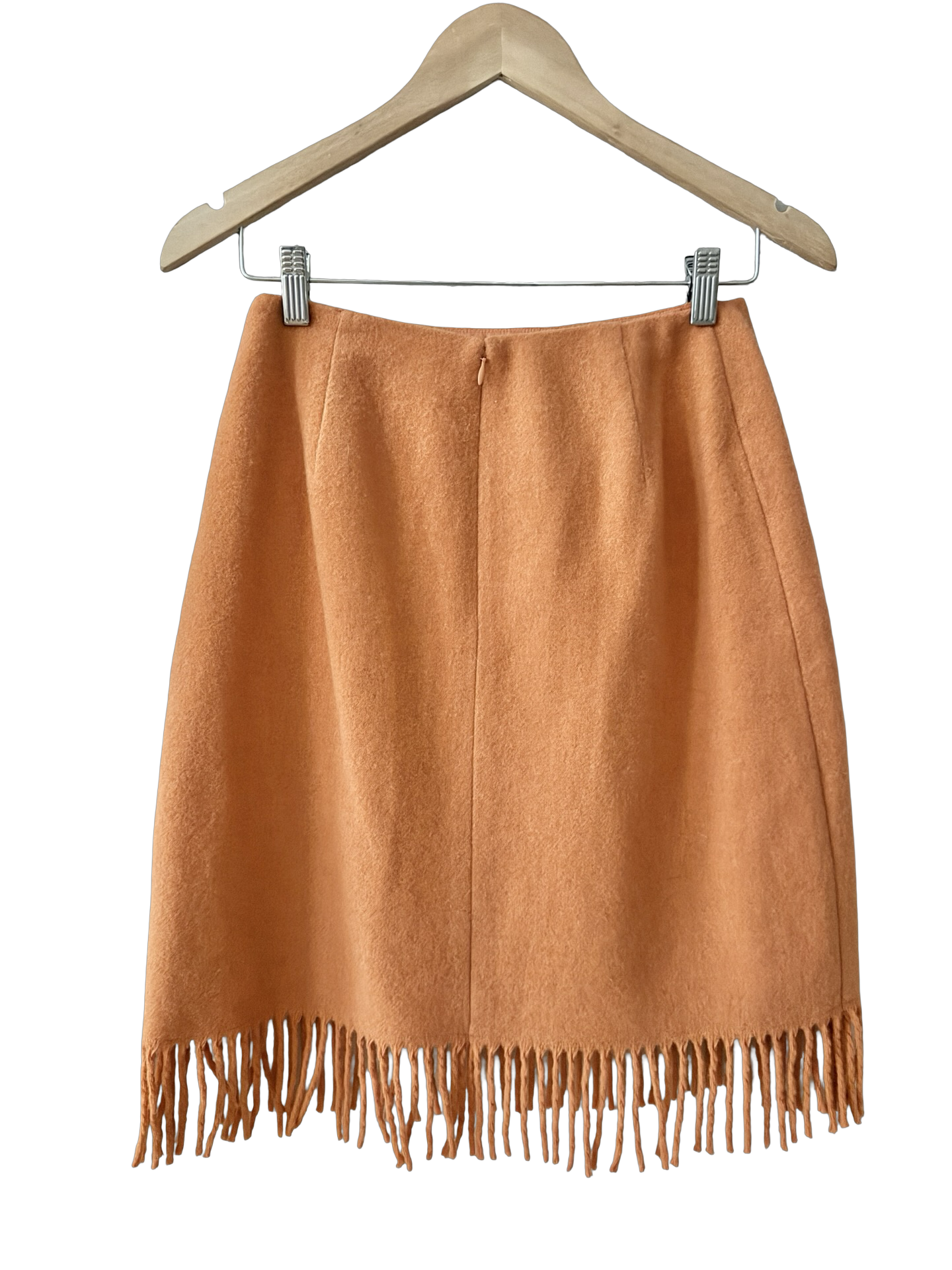 Vintage 90s Apricot Fringe Midi Skirt (S/M)