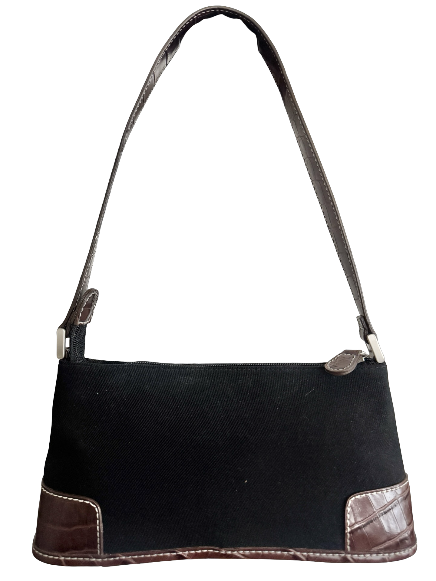 Vintage 90s Espresso Croc Baguette Bag