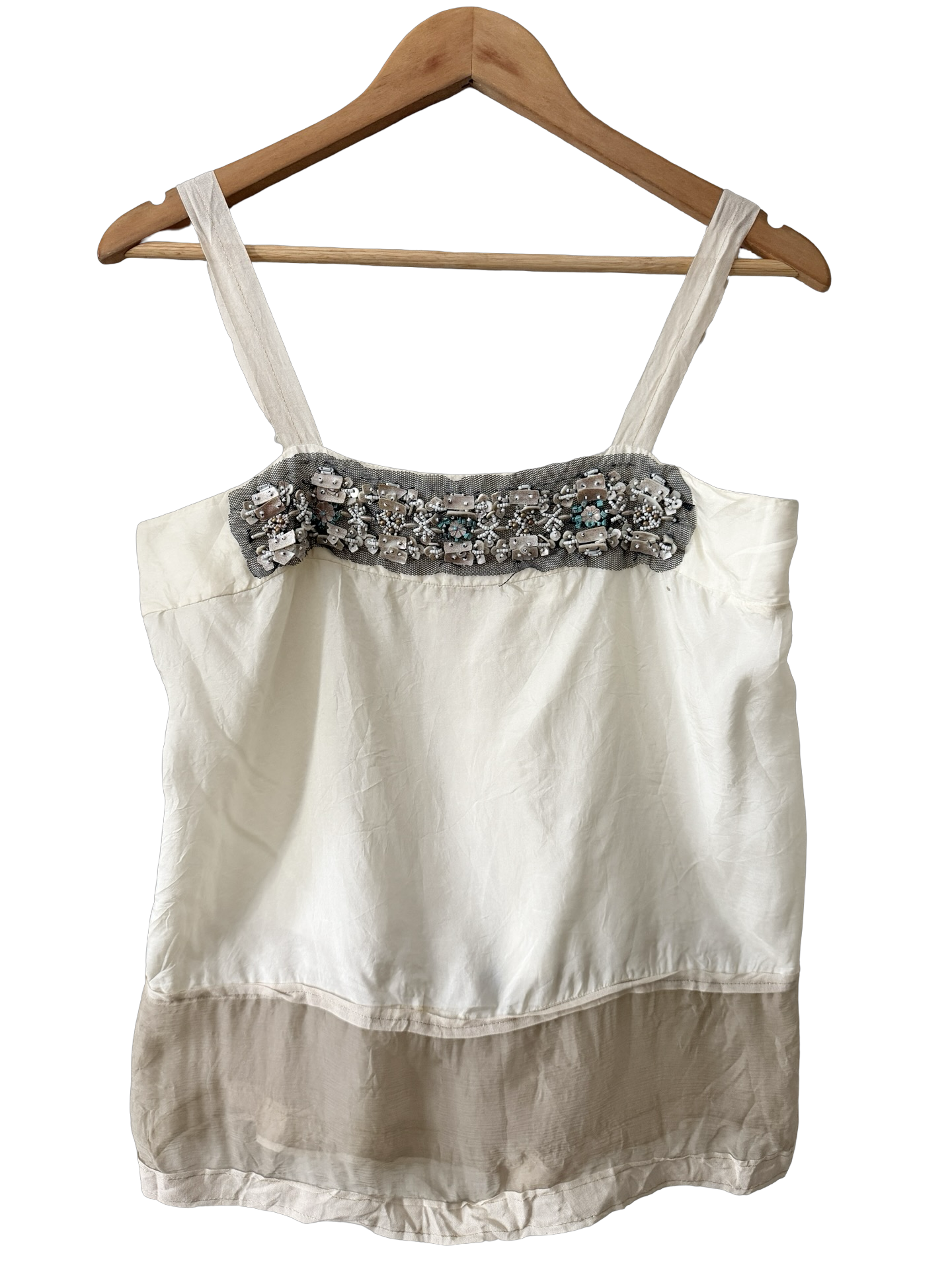 Vintage Y2K Embellished Silk Satin Cami (S/M)