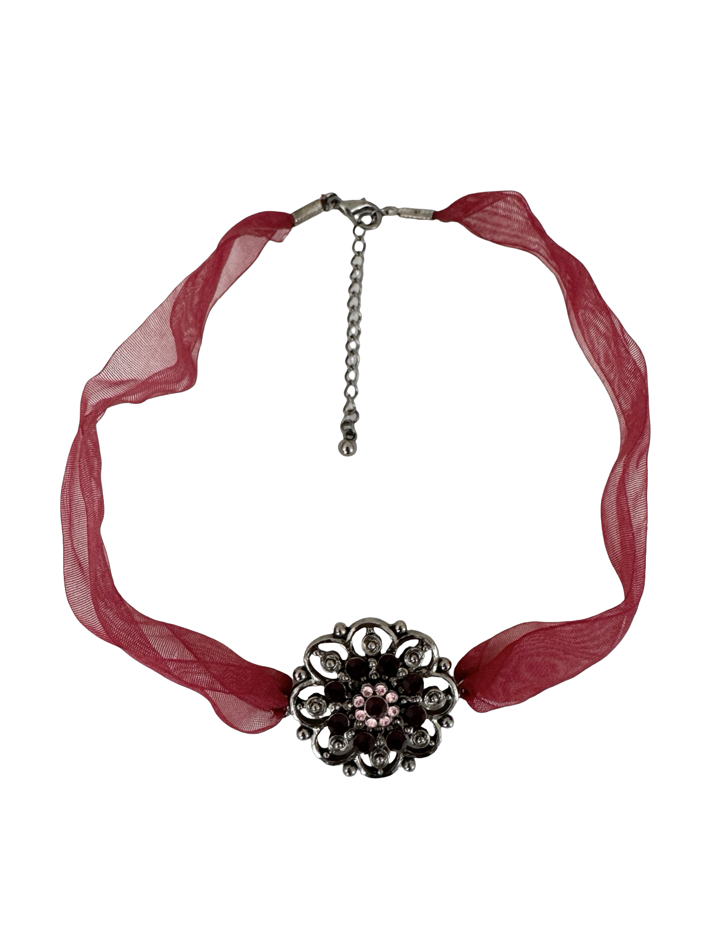 Vintage Raspberry Waltz Ribbon Choker