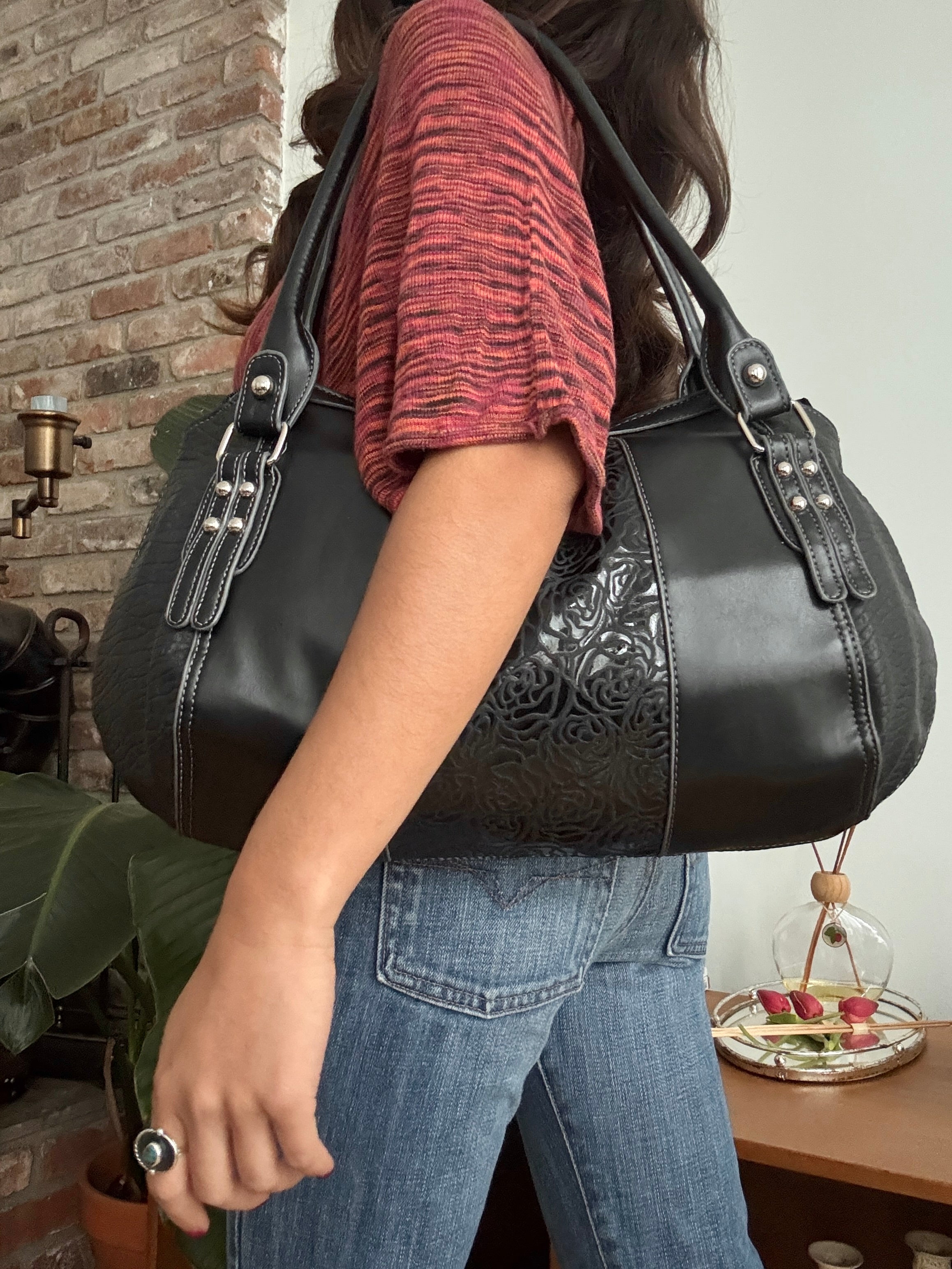 Vintage Y2K XOXO Midnight Rose Shoulder Bag