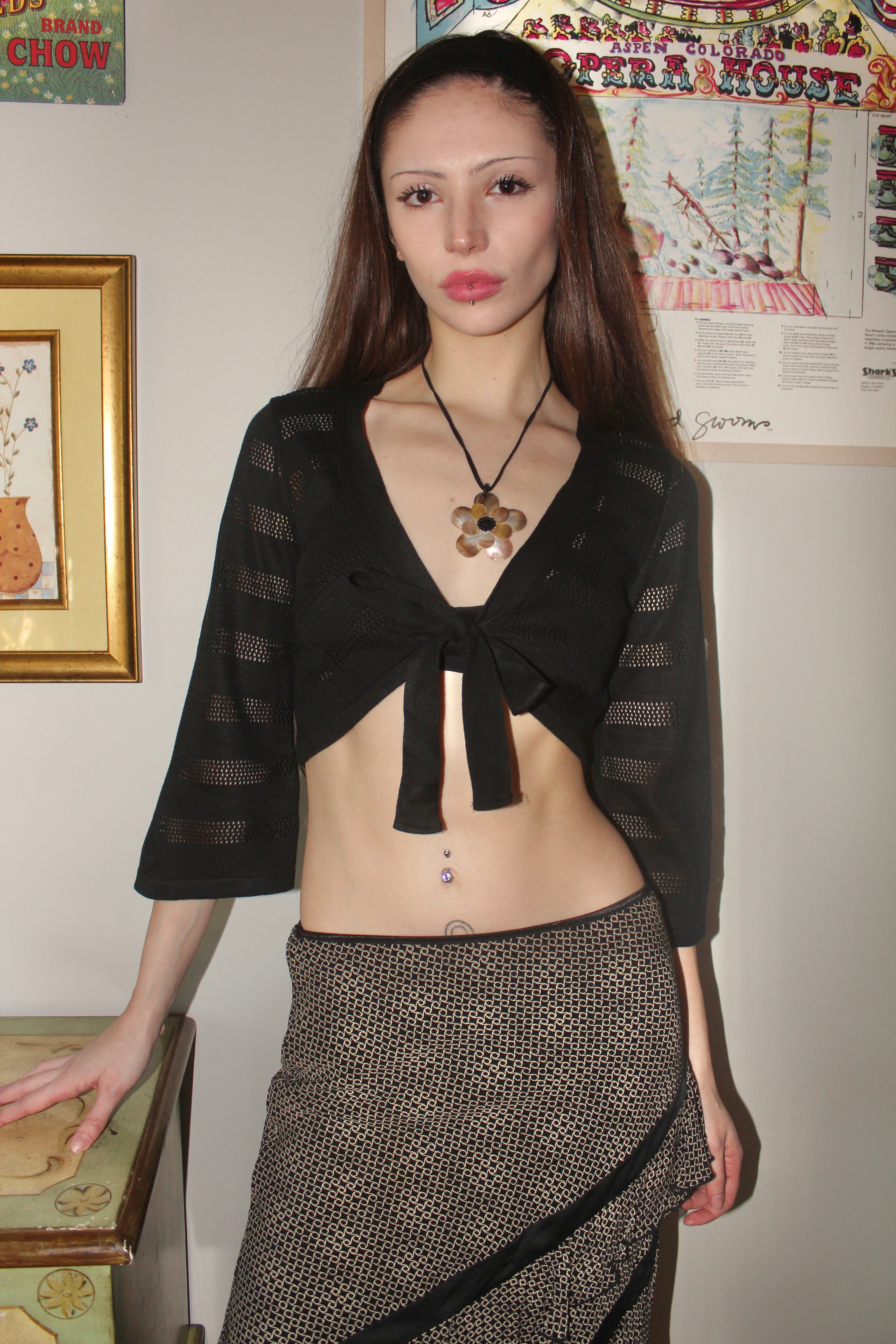 Vintage 90s Cropped Sheer Sleeve Knit (S/M)