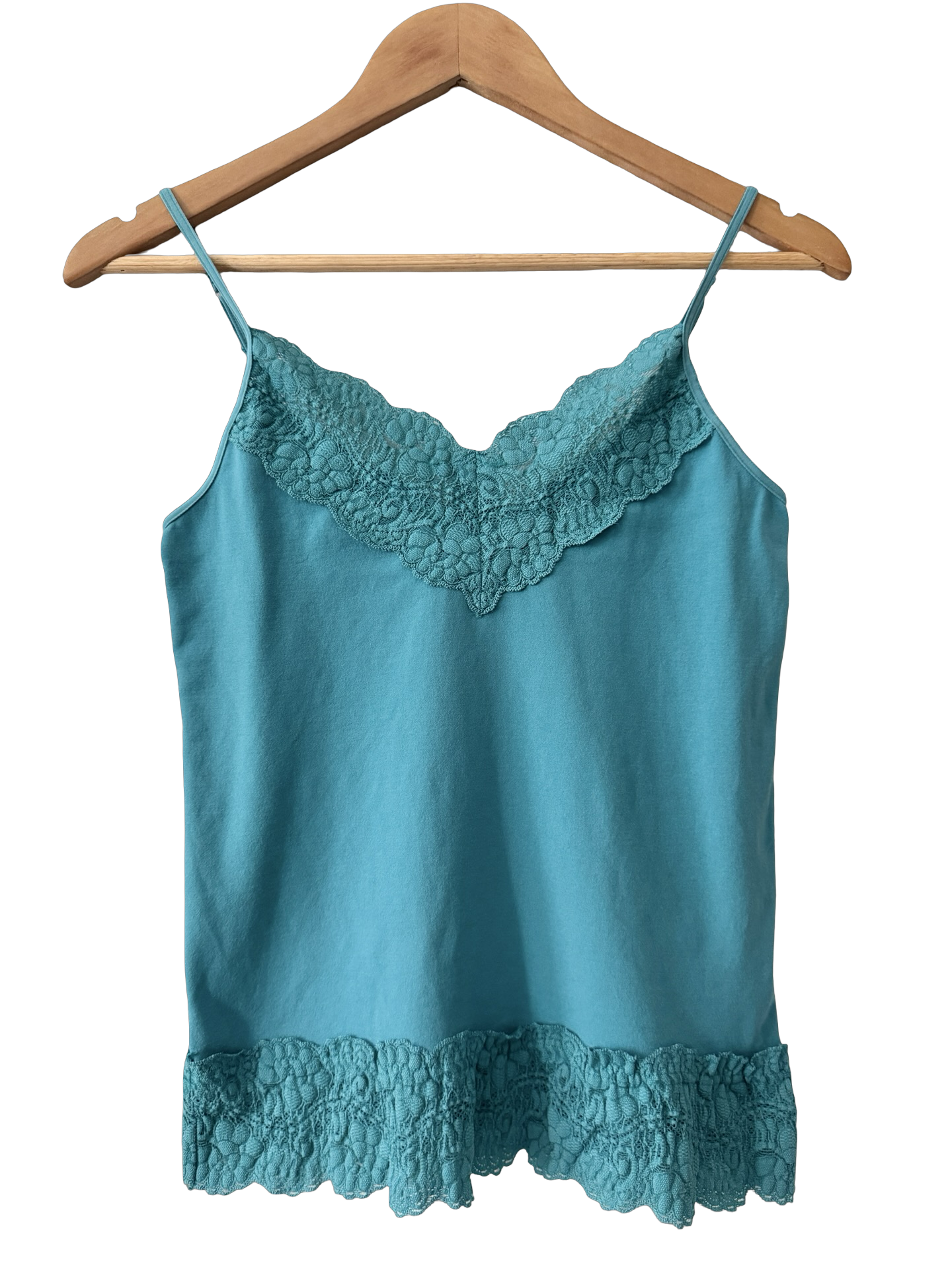 Vintage Y2K Teal Lace Satin Cami (M)