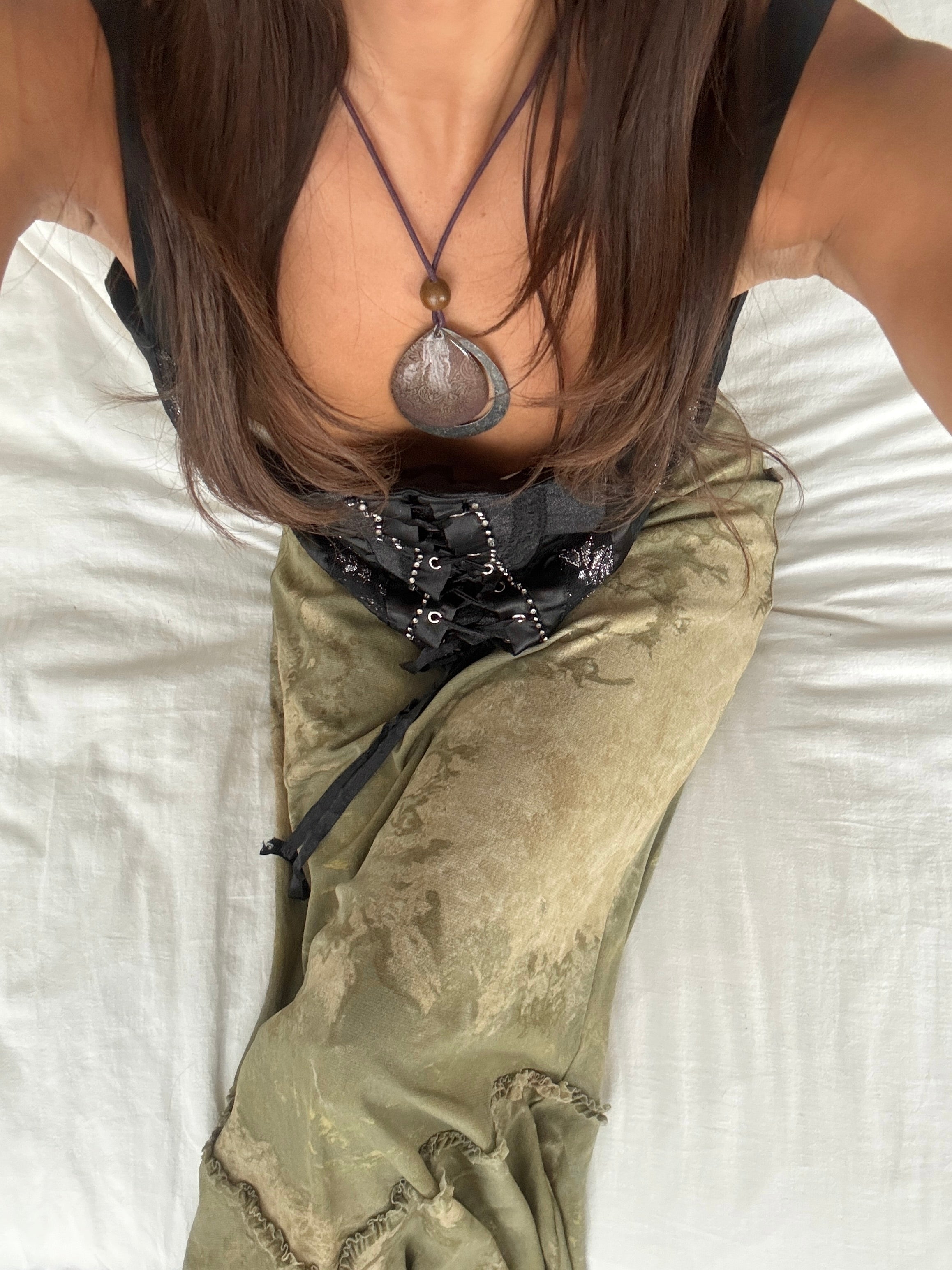Vintage 90s Mocha Moon Pendant Necklace