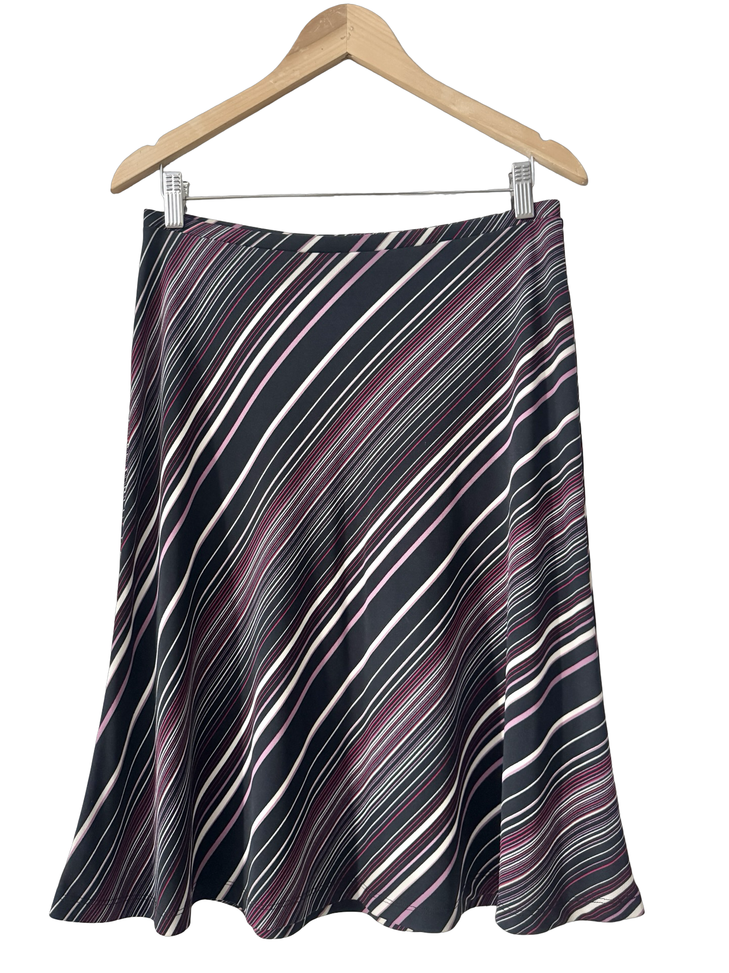 Vintage Y2K Pink Lines Diagonal Stripe Midi Skirt (M)