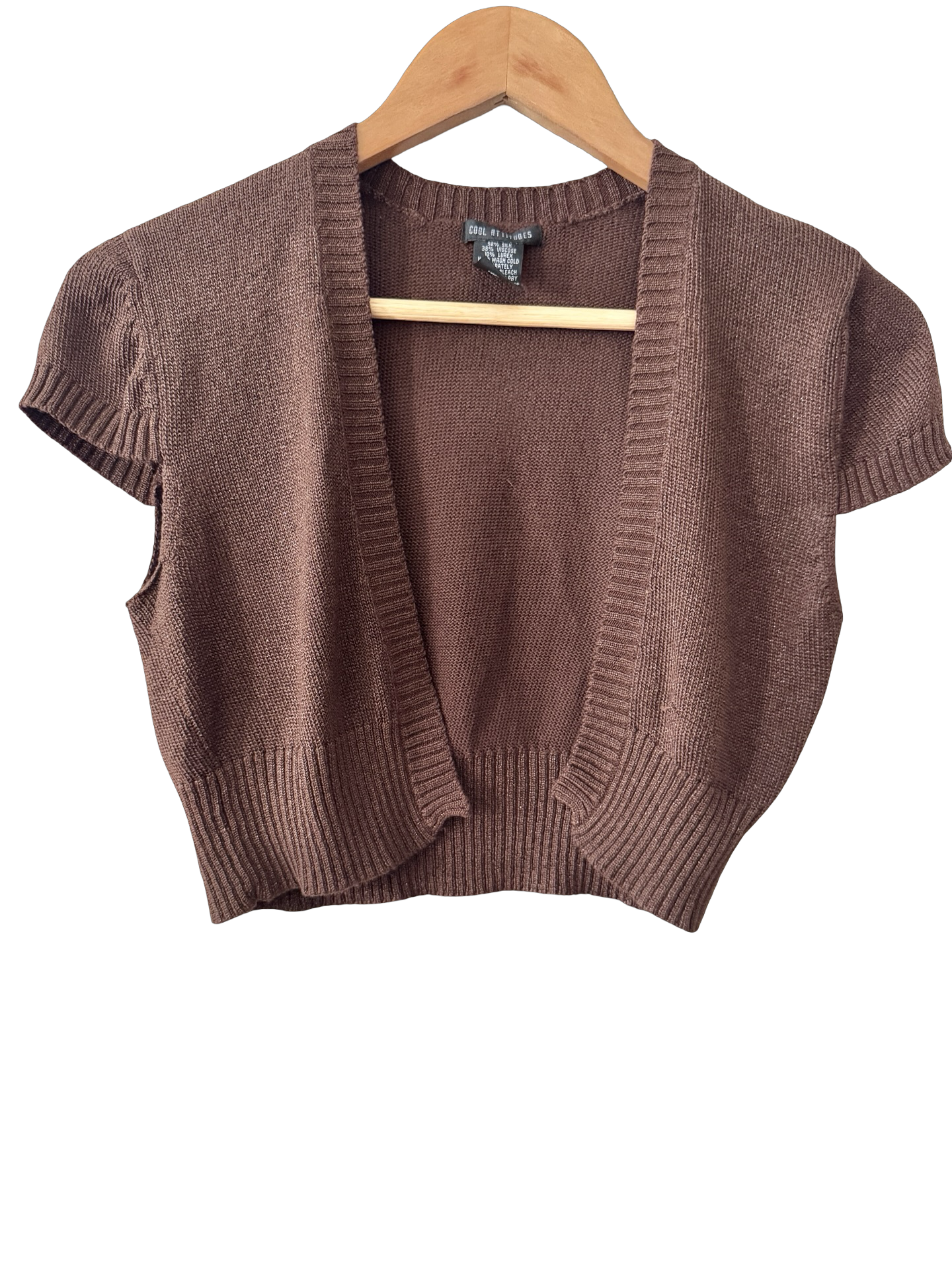 Vintage Cool Attitude Cocoa Cropped Knit Shrug (S/M)