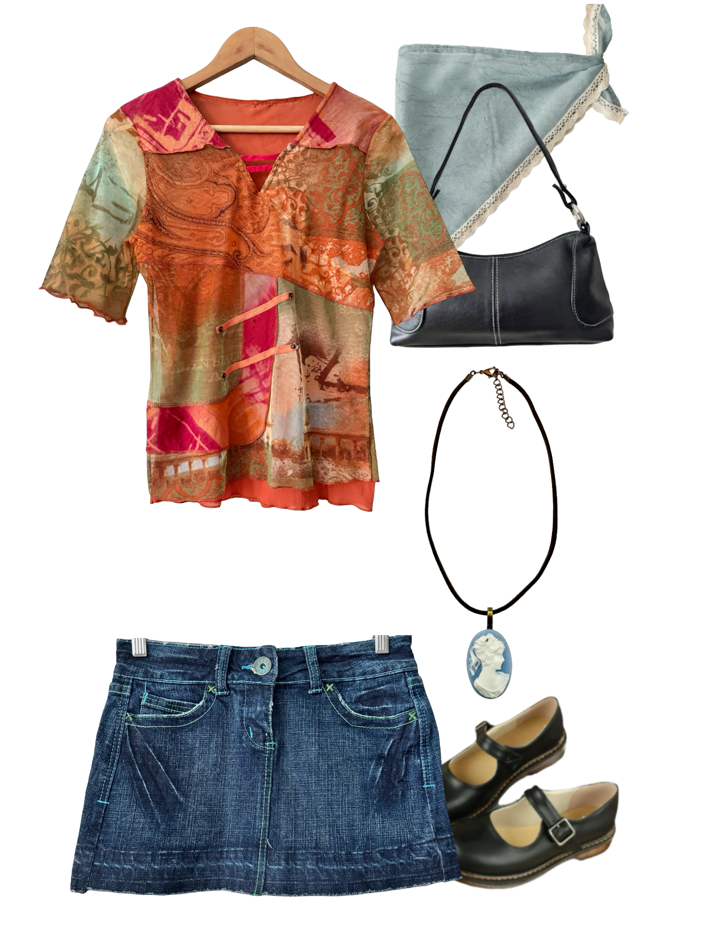Vintage Y2K French Tangerine Mesh Top (M)