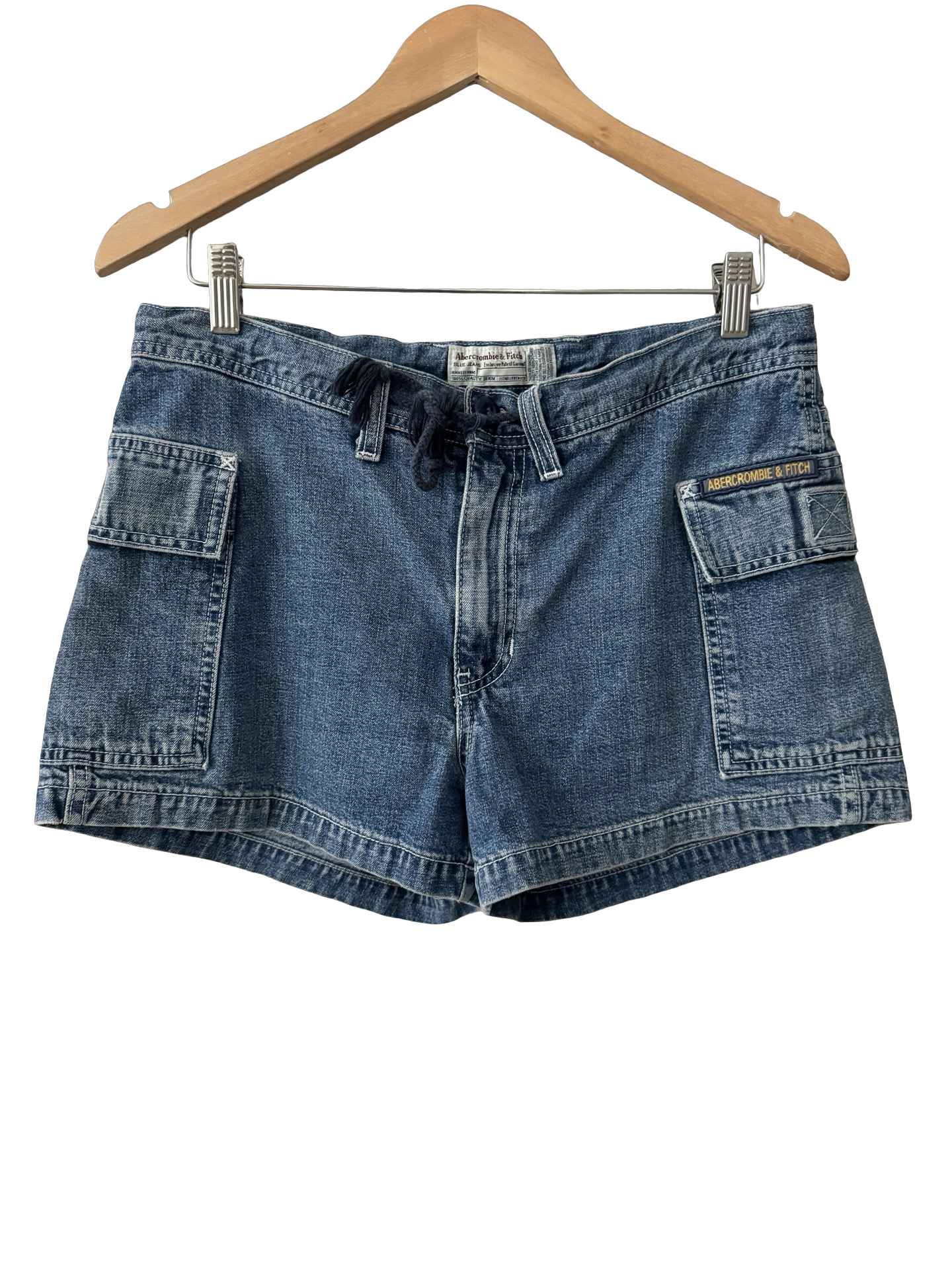 Vintage Y2K Abercrombie Tie-Waist Denim Mom Shorts (M)