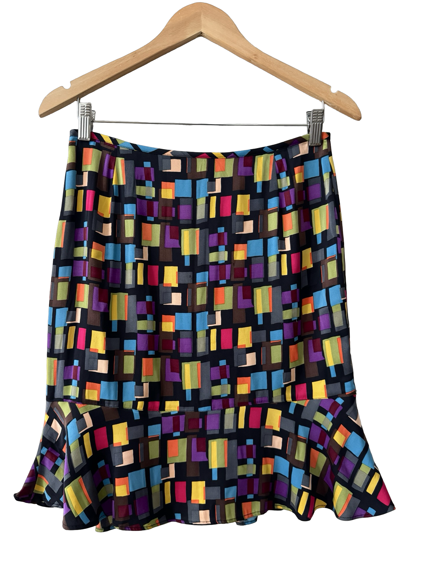 Vintage Y2K Drama Confetti Mosaic Midi Skirt (M)