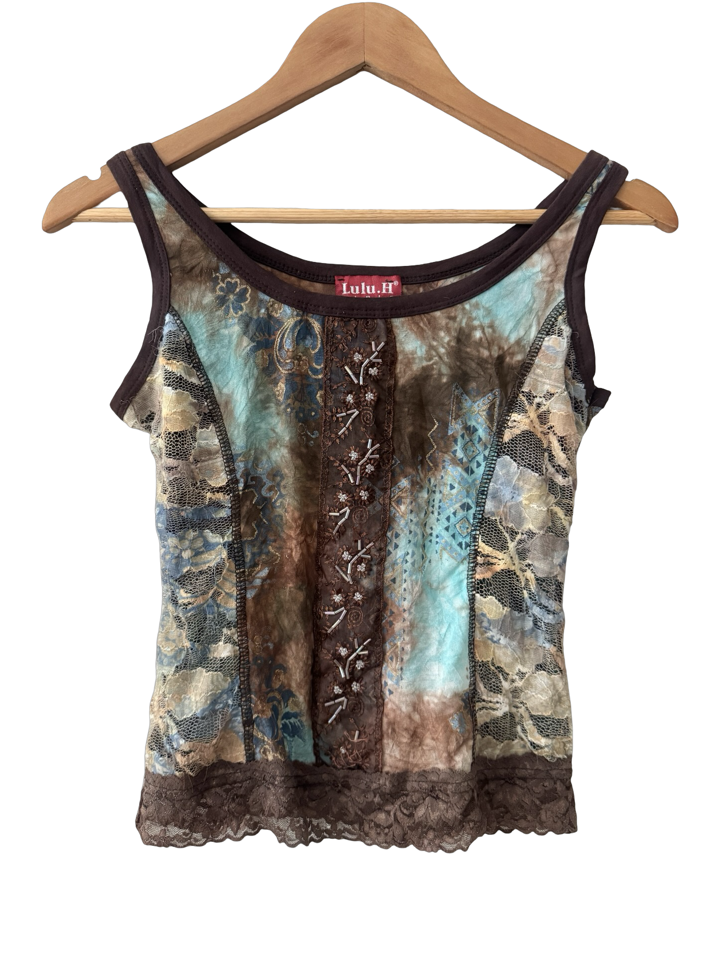 Vintage 90s Earth Angel Patchwork Lace Tank (S/M)