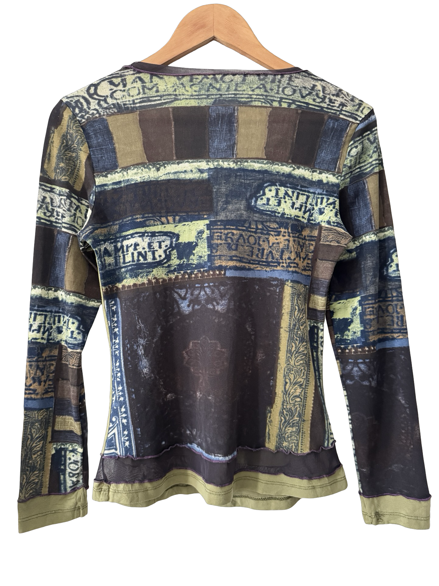 Vintage Y2K European Gauzy Graphic Layered Mesh Top (S-M)
