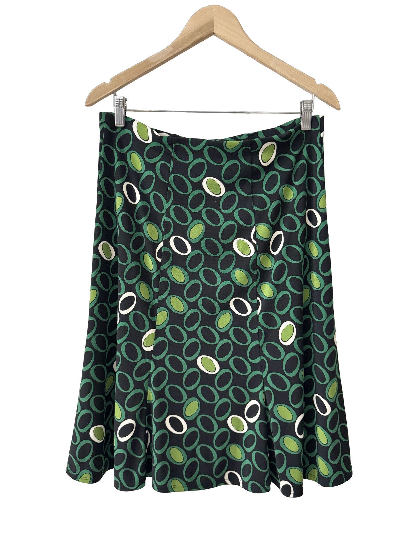 Vintage Y2K Green Mod Squiggle Midi Skirt (M)