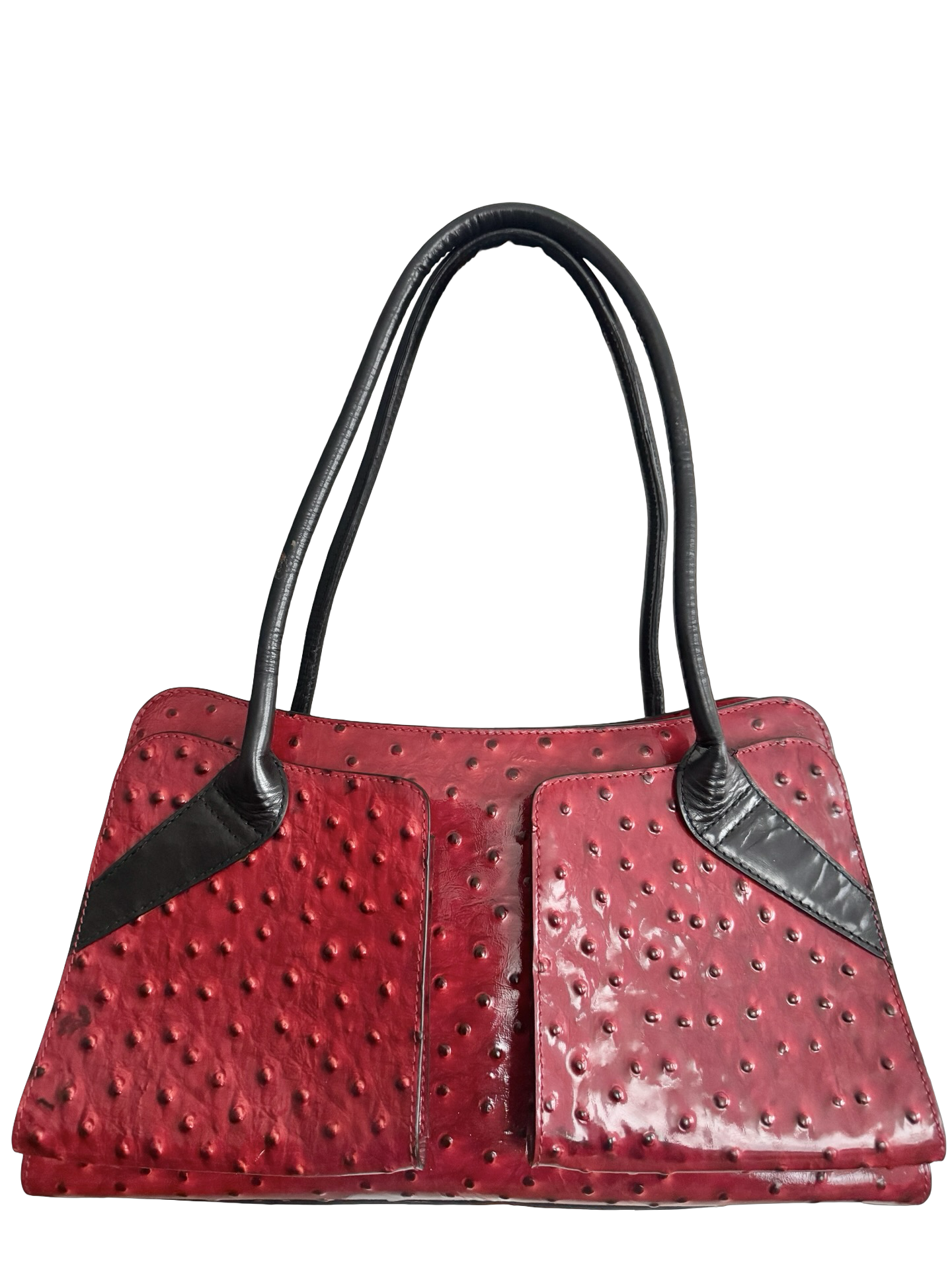 Vintage 90s Cherry Patent Ostrich Bag