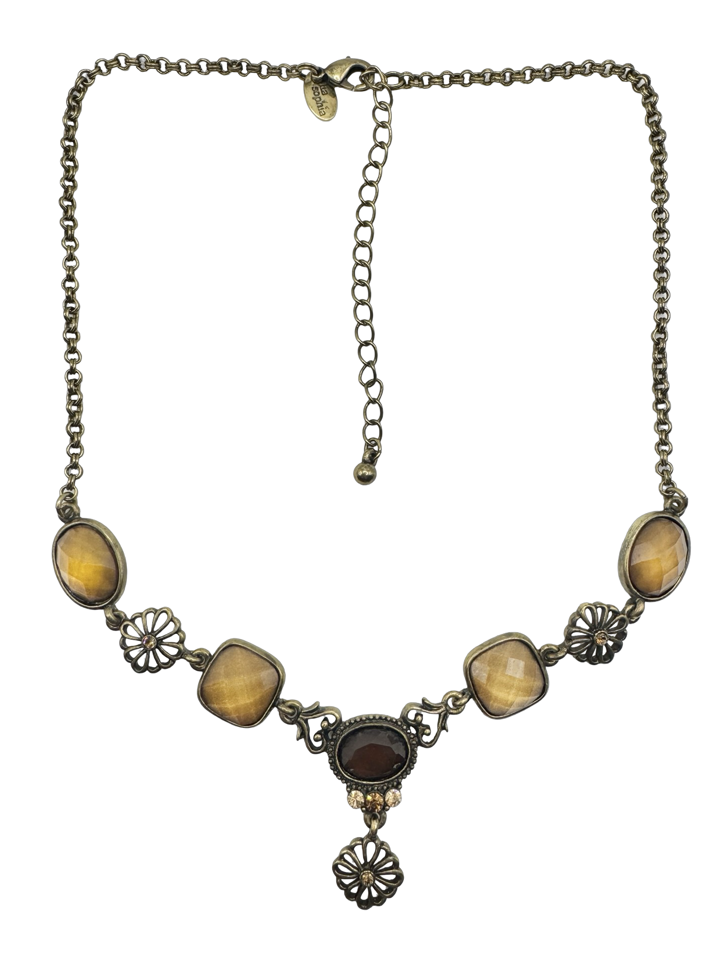 Vintage 90s Honeyed Amber Floral Necklace