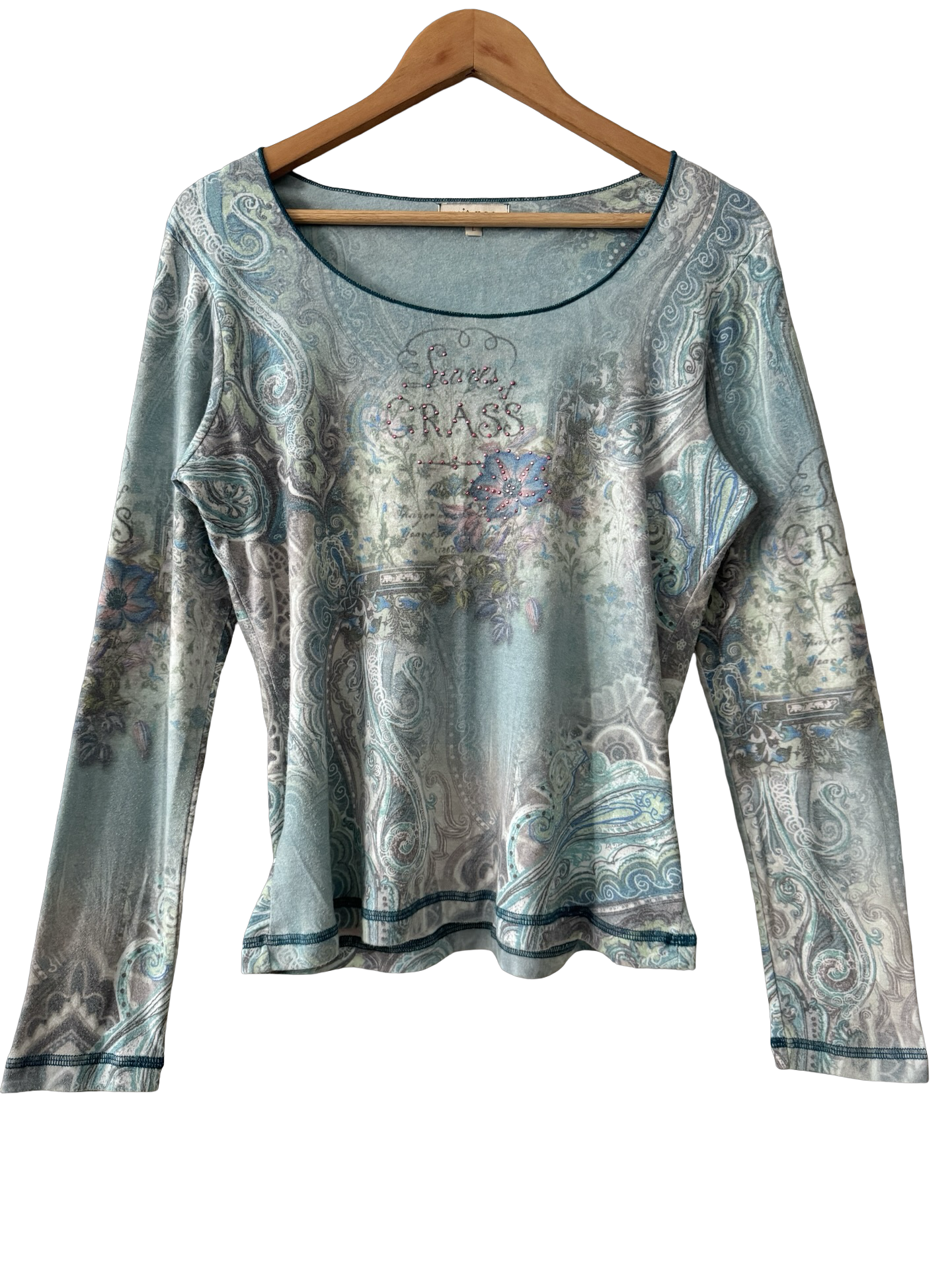 Vintage 90s Sweet Grass Paisley Long Sleeve Top (L)