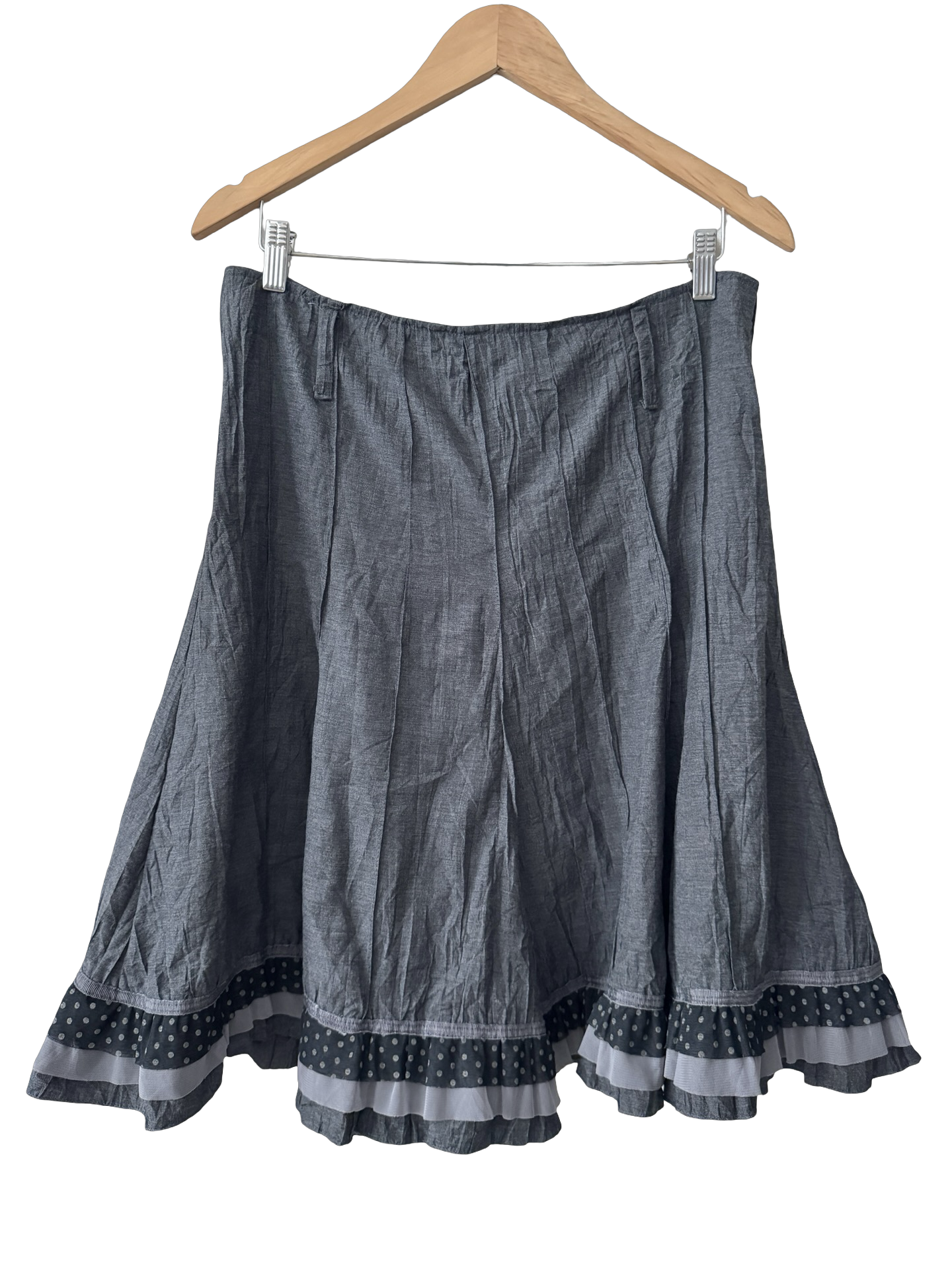 Vintage 90s French Polka Ruffle Skirt (M/L)