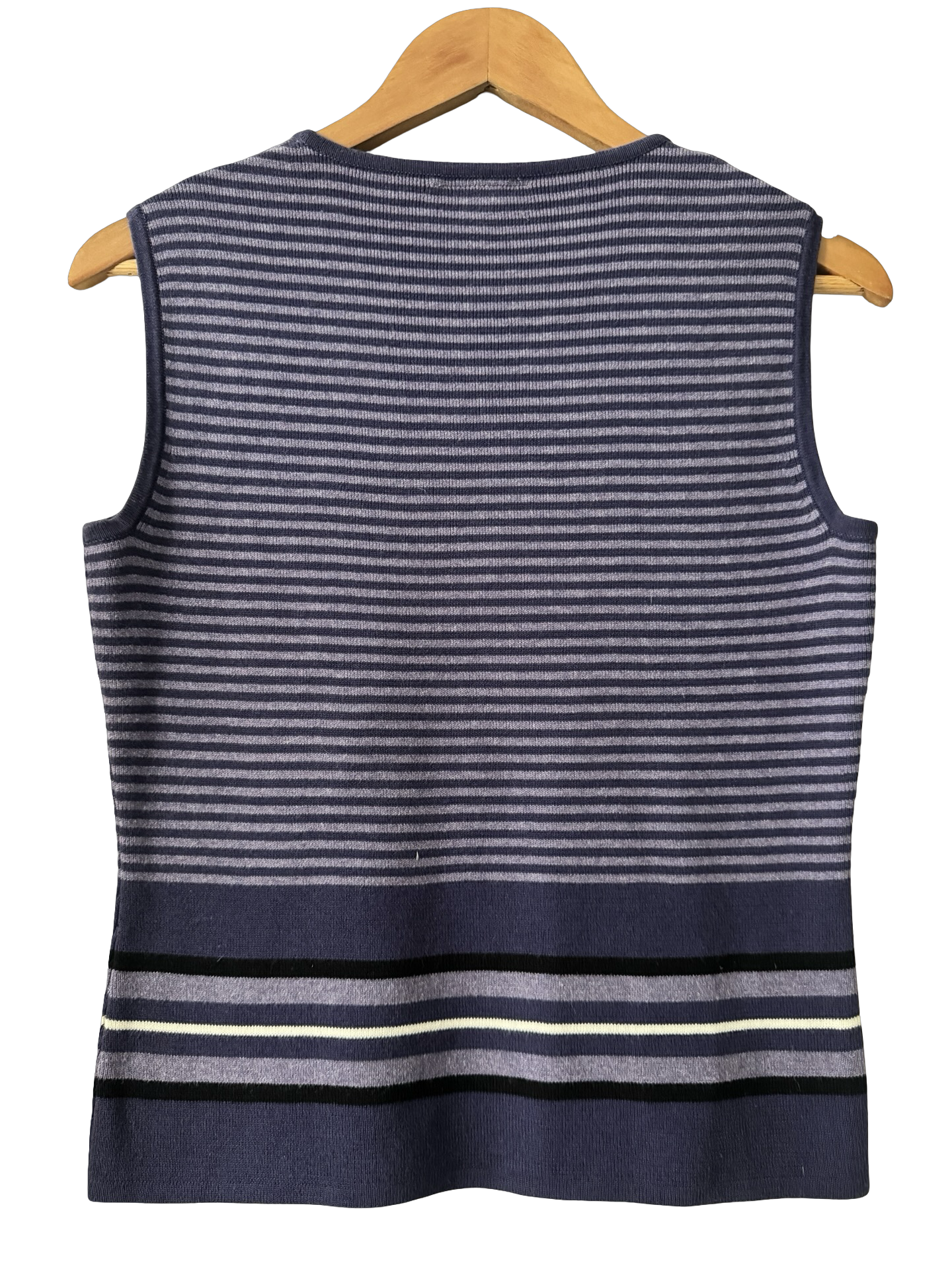 Vintage 90s Indigo Notes Striped Sleeveless Knit (M)